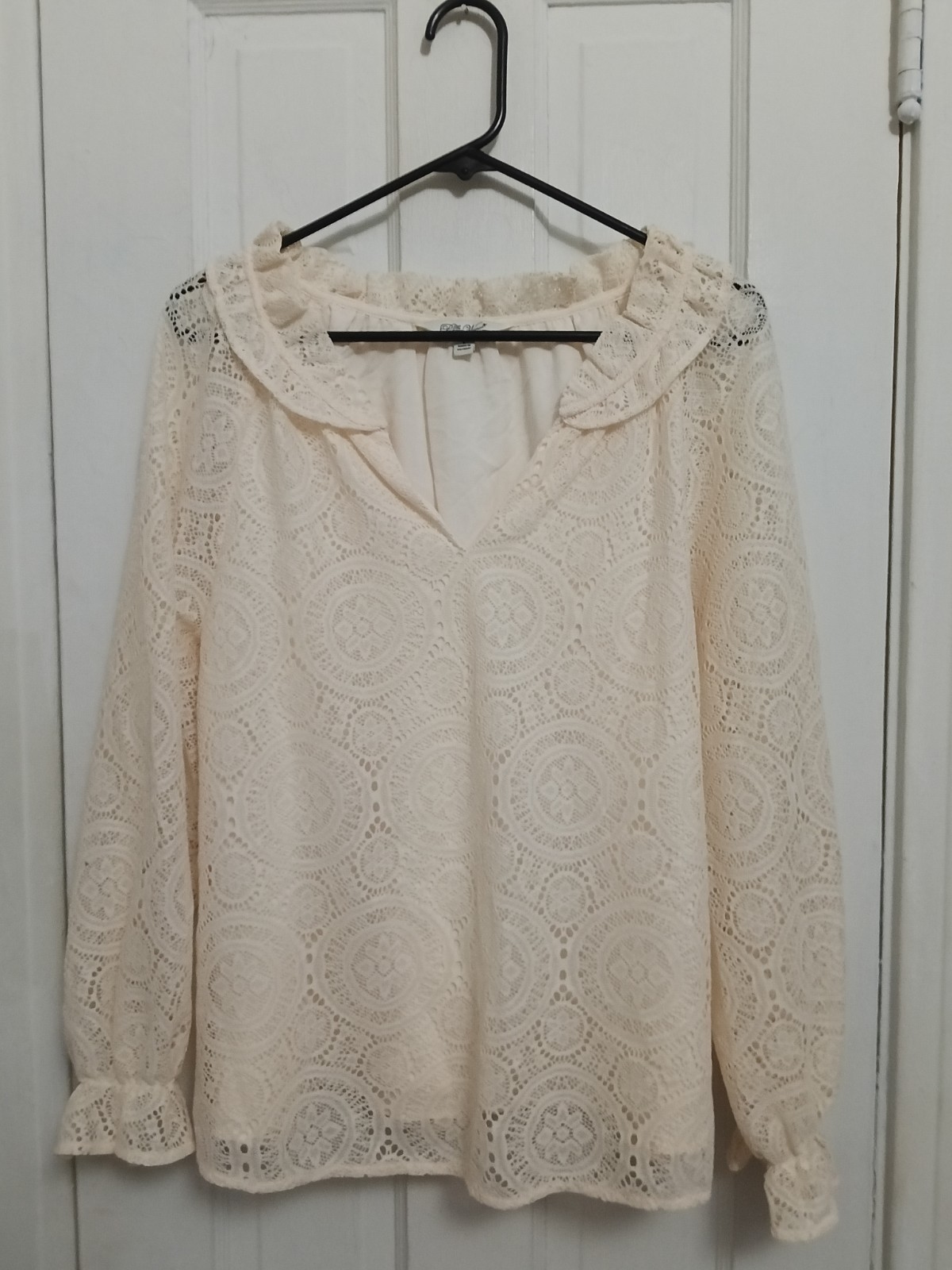 NWT Pioneer Woman Boho Peasant Blouse L Cottagecore Lace Top Festival Q
