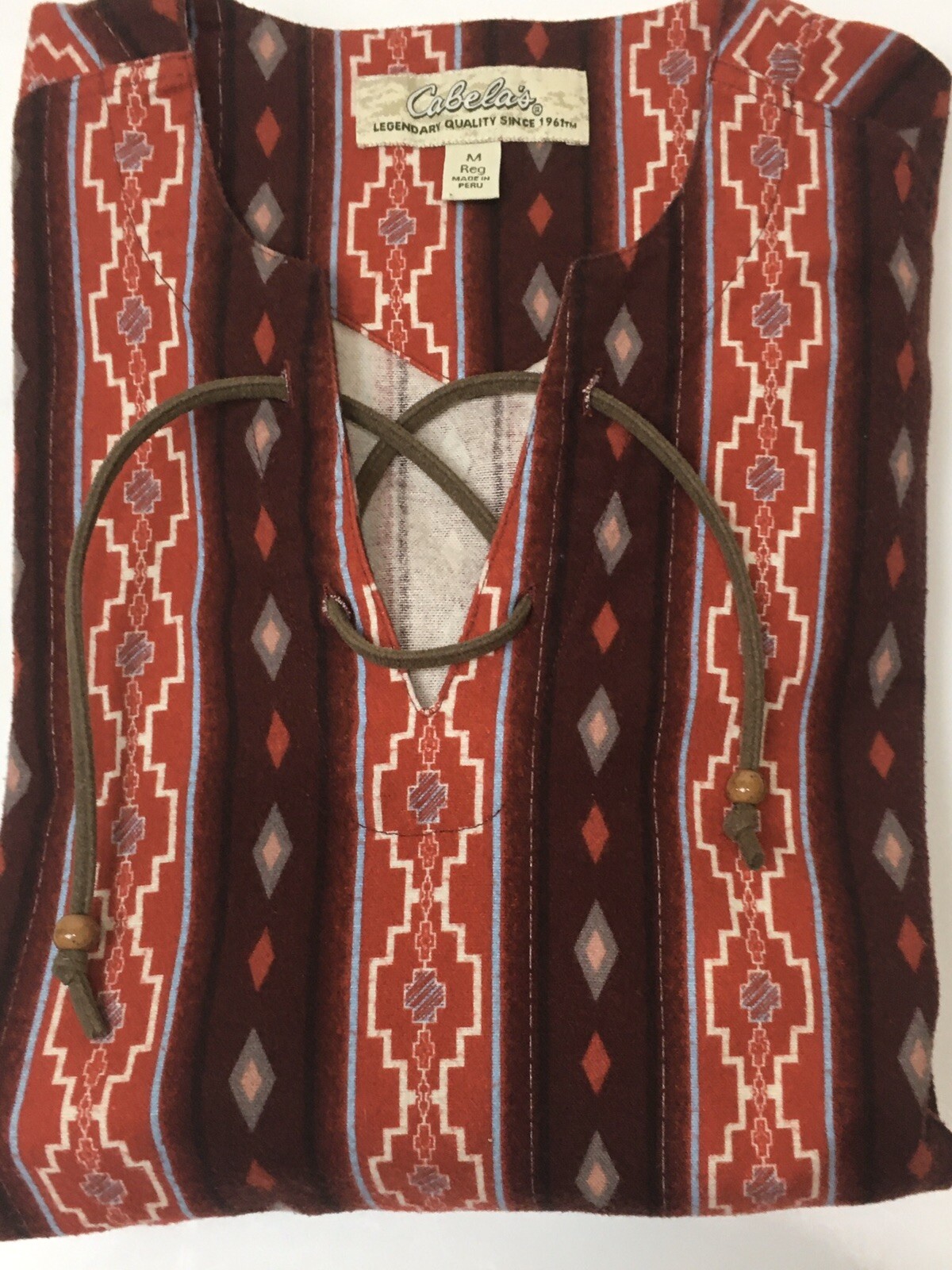 Cabelas Womens Printed Aztec Shirt Med Long Sleeve Soft Flannel Pre Owned