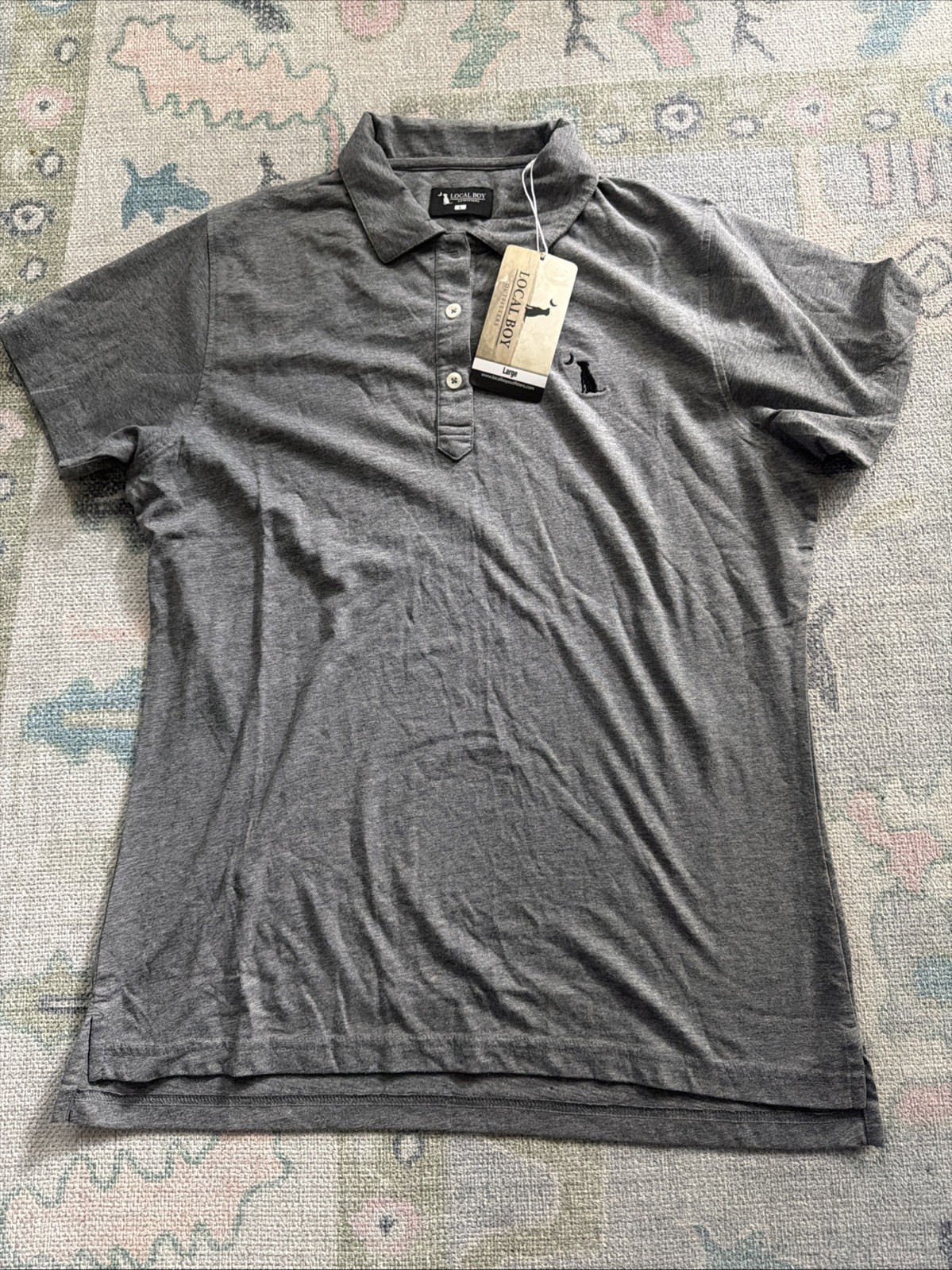 New NWT Local boy outfitters Women’s Polo Shirt Large Gray Grey