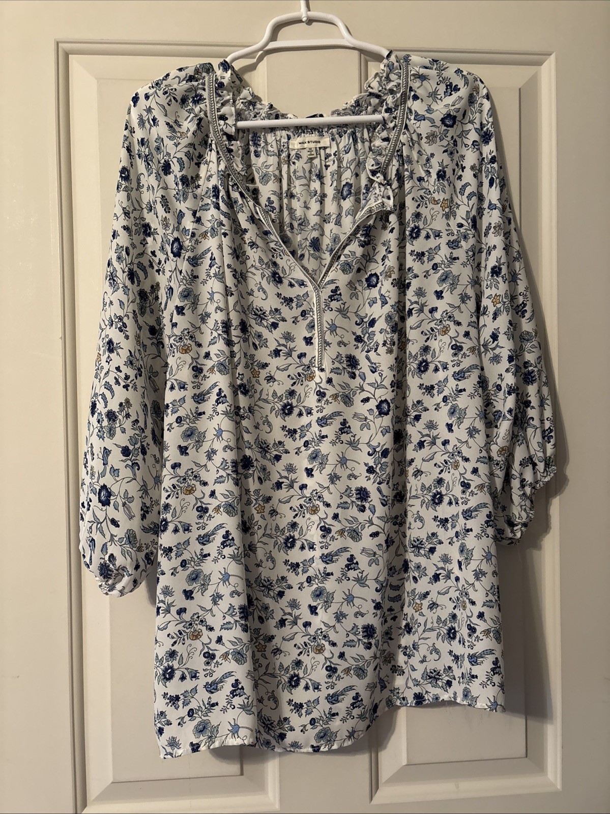 Max Studio Sheer Blouse Size 1X 3/4 Sleeve Item #1257