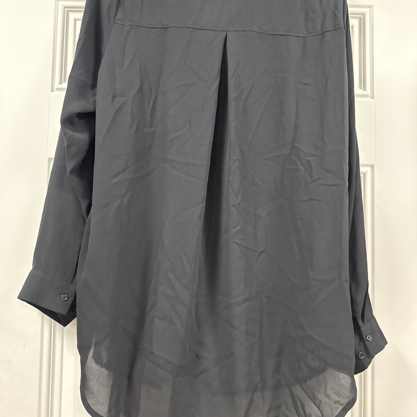 Lane Bryant Plus Black Leopard Sheer Tunic Zip Top Blouse Long Sleeve Work 18/20