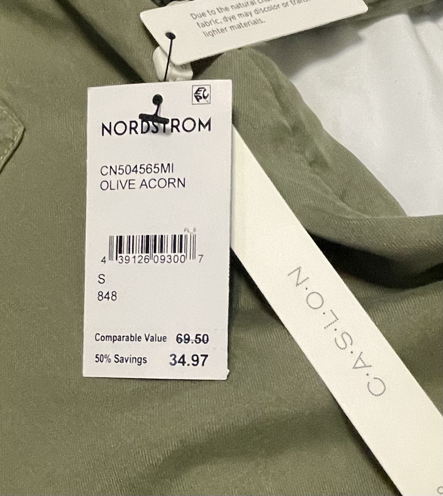 NWT Caslon Olive Green Women’s Roll Tab Sleeve Button Down Blouse Small Hi Low