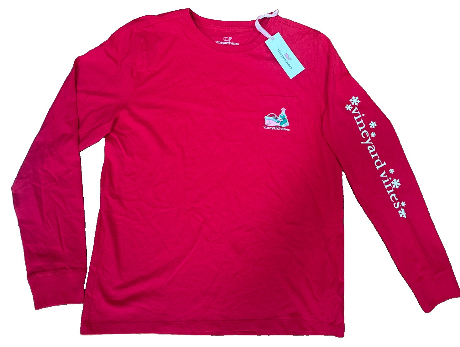 NEW! Vineyard Vines Christmas Holiday Red Logo Long-sleeve T-shirt Women’s M
