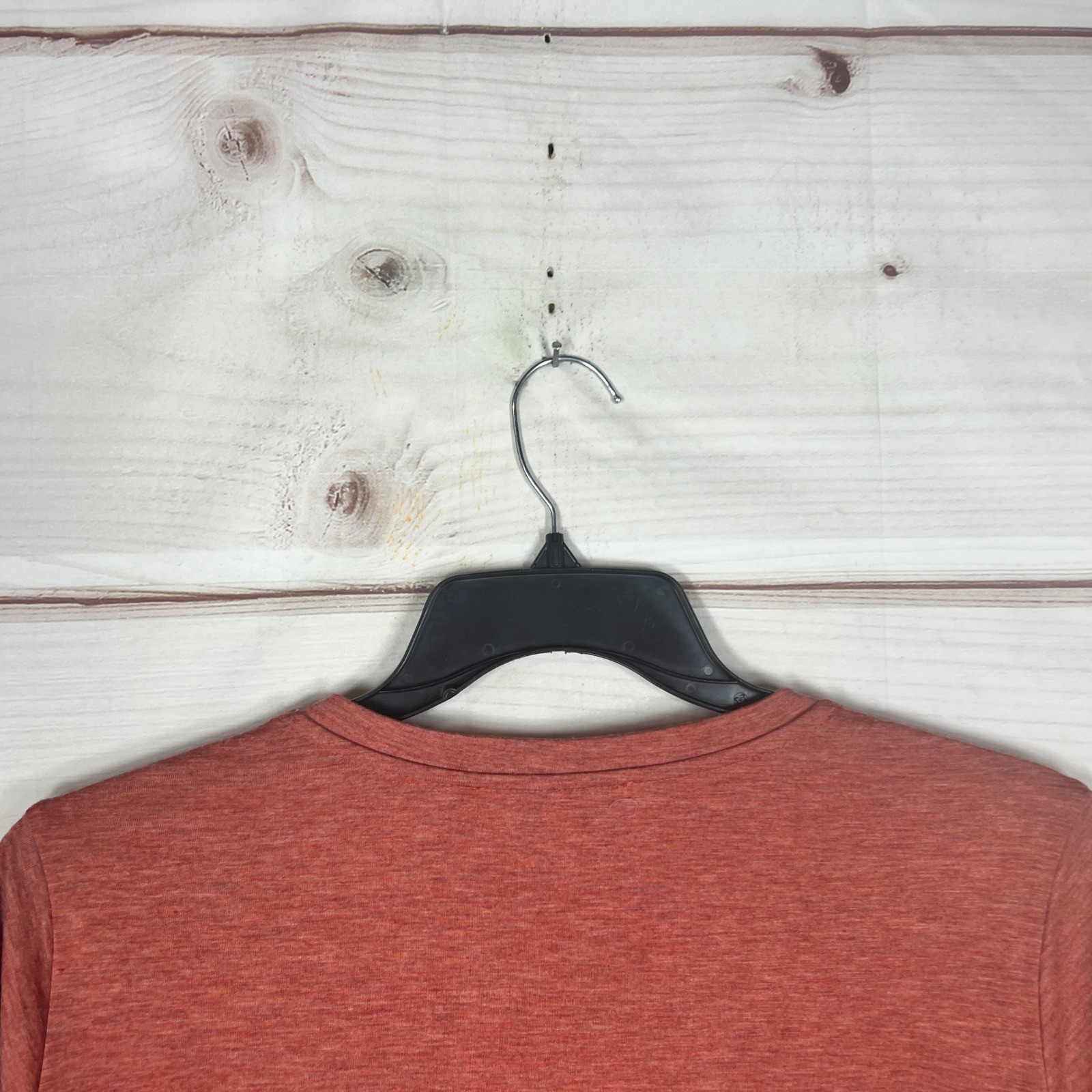 Rose + Olive V-Neck Top Women 2X Orange Heathered Beaded Shoulder Detail T-Shirt