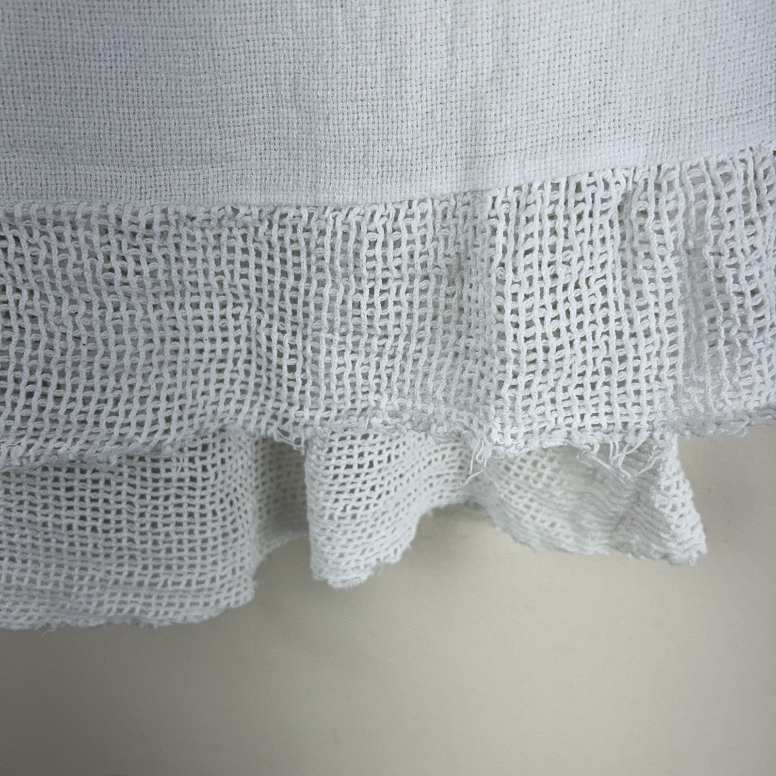 Women’s Made In Italy White Lagenlook Ruffle Layered Hem Linen Blend Shirt Small