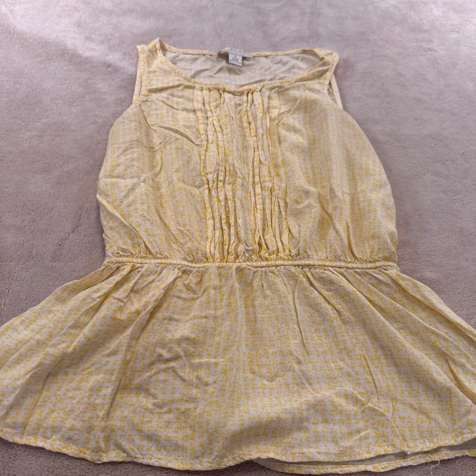 Prairie Boho Pintuck Peplum Sleeveless Tank Top Cottagecore Summer Blouse SZ S