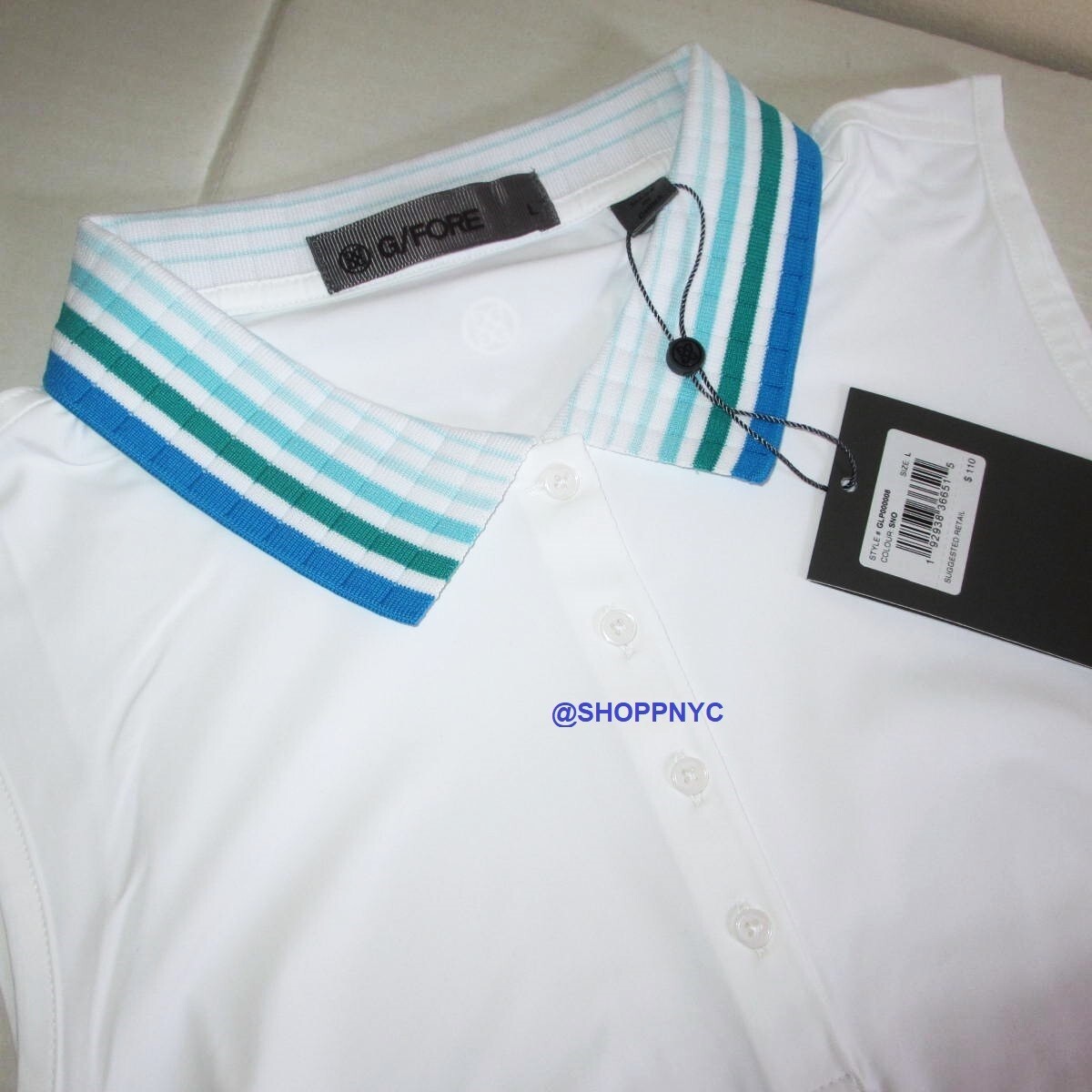 G/Fore Golf Polo Shirt Large Silky Tech Nylon Sleeveless Optic White $110 G4