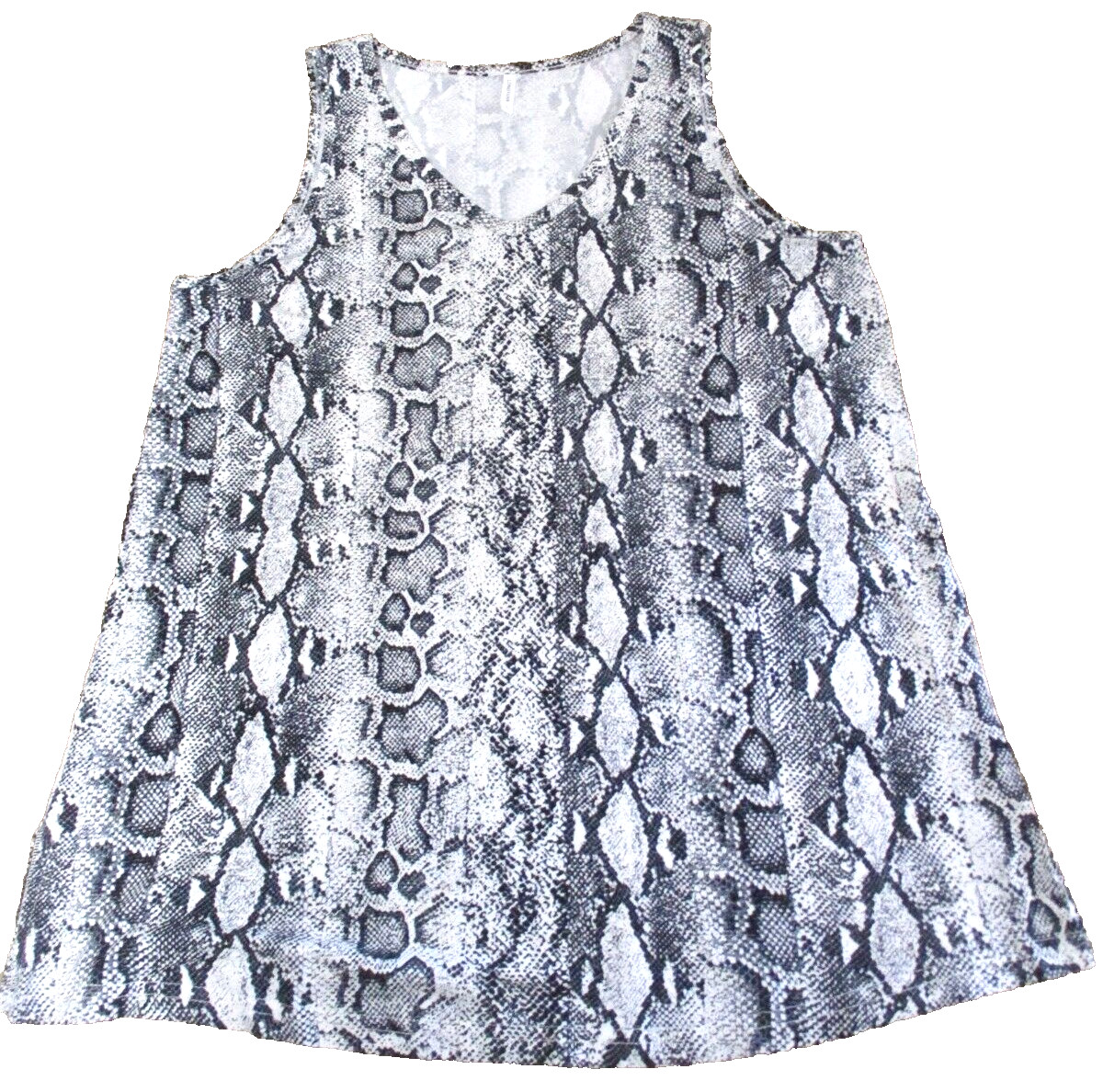 Longyuan B&W Snakeskin Satin Stretch Silky Shell Tank Top Size Large Women EUC