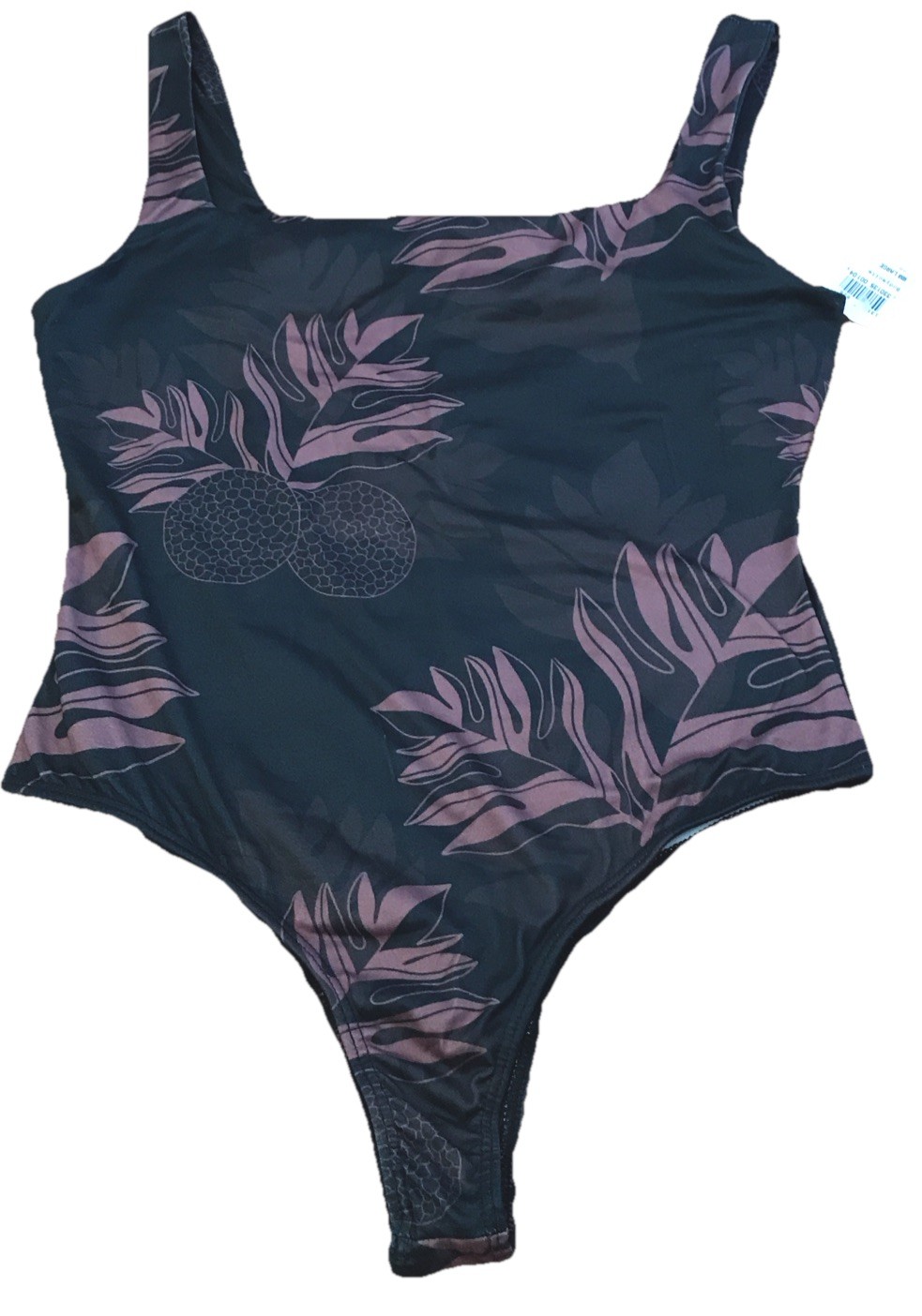 Luz Black Brown Ulu Or Breadfruit Hawaii Tank Top 1-PC Bodysuit Juniors Sz L-NWT