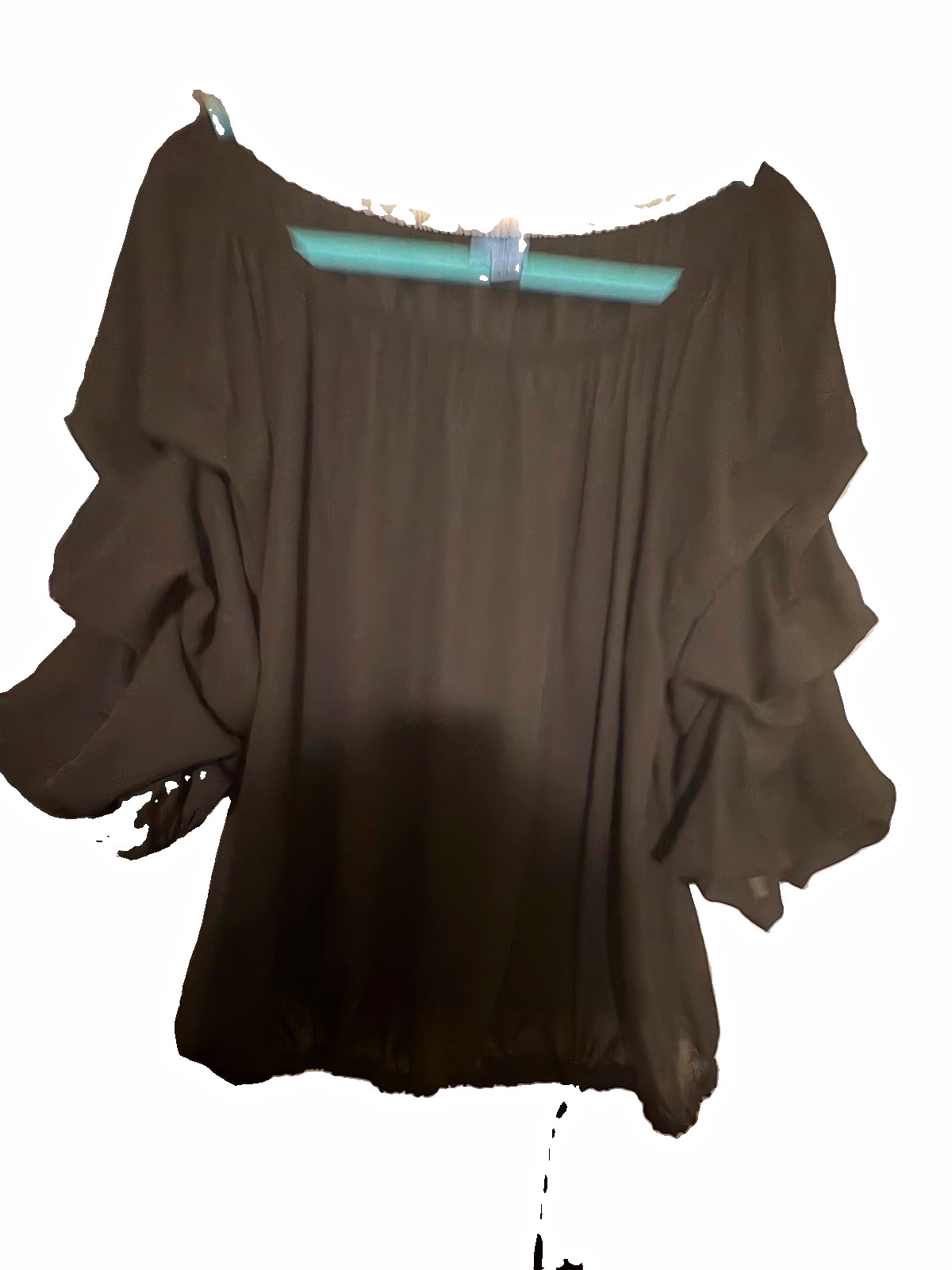 CeCe Women’s Black Off-Shoulder Ruffle Long Sleeve Blouse Top, XL