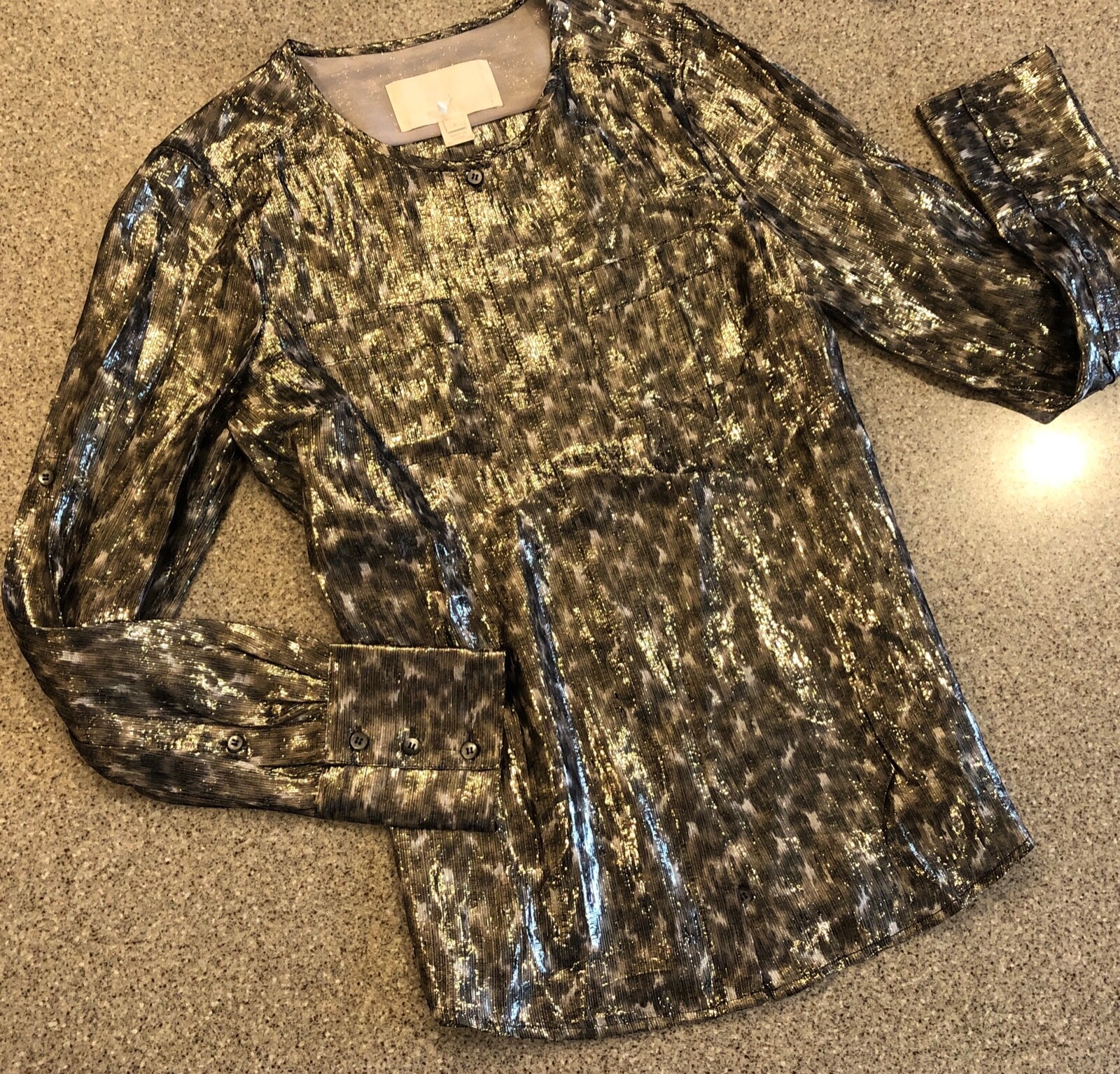 J CREW COLLECTION Silk/Metallic Shimmery Long Sleeve Top Sz 6