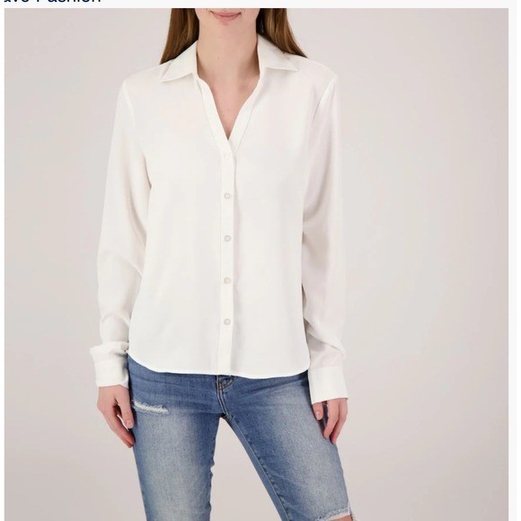 HAVE White Long Sleeve Collared Button Front Shirt Women’s Size M