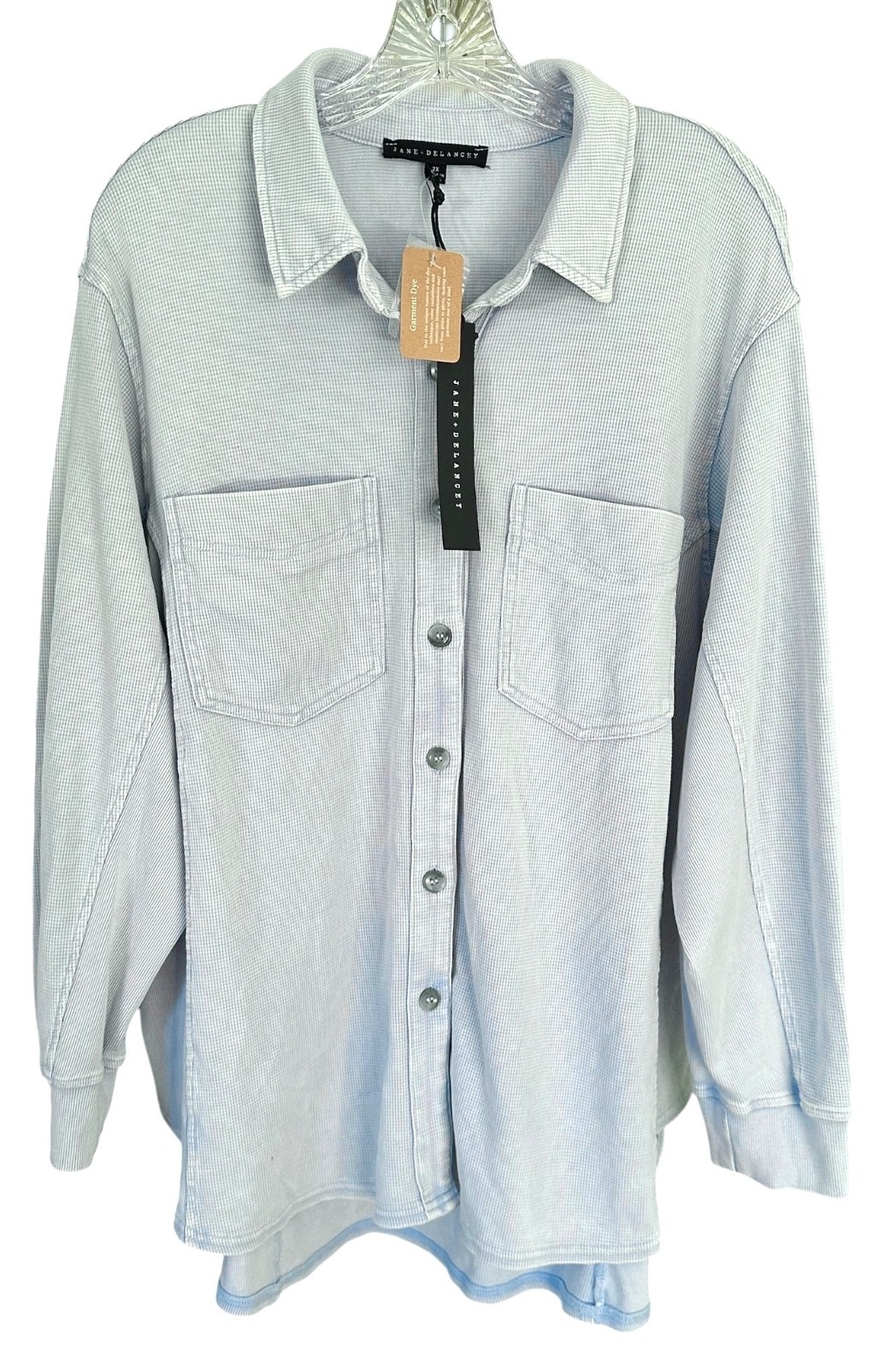 Jane & Delancey Women’s Button Down Shirt Top Garment Dye Plus Sz 2X Light Blue