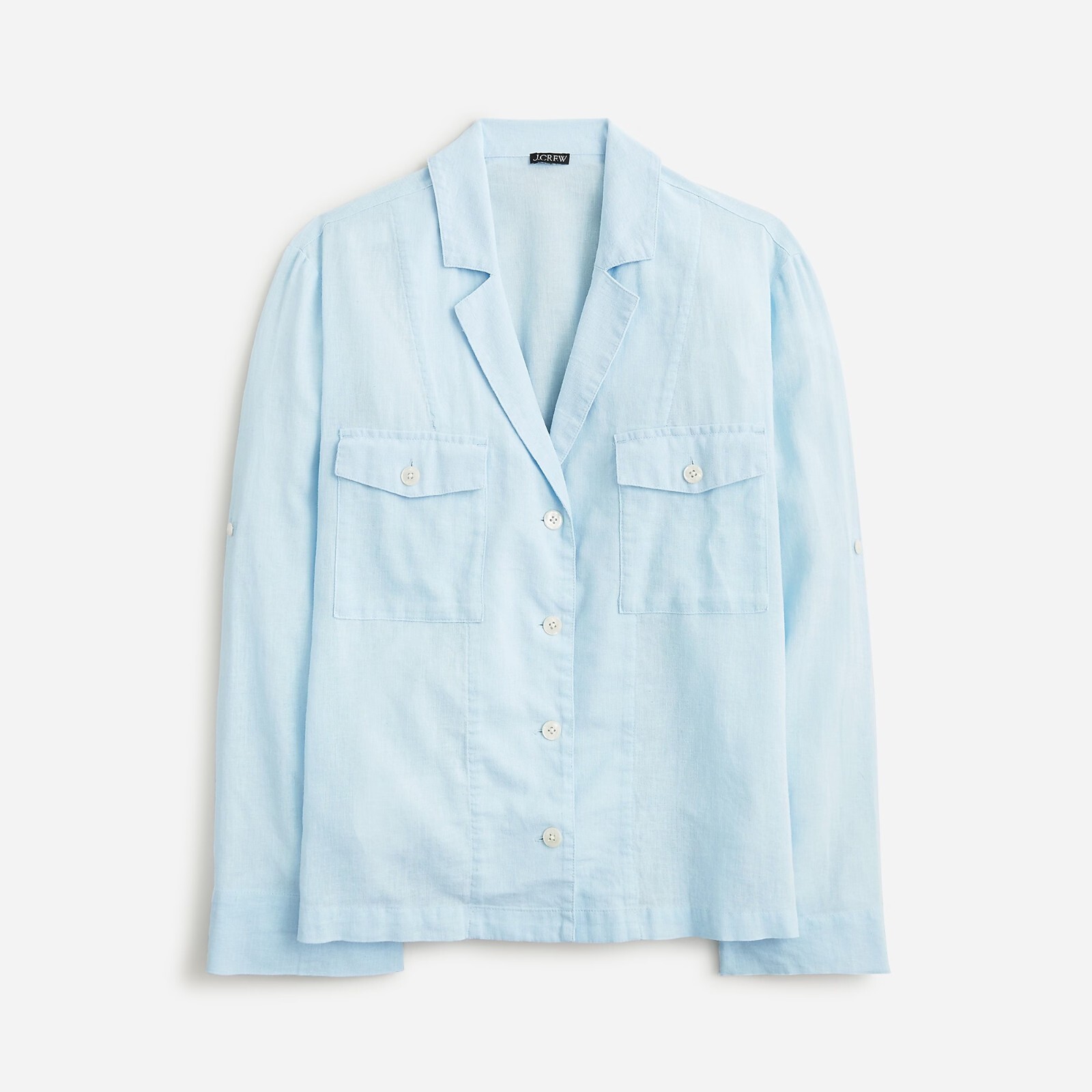 NEW J Crew Baird Irish Linen Camp Blouse Shirt Women Blue White Yellow 10 12 NWT