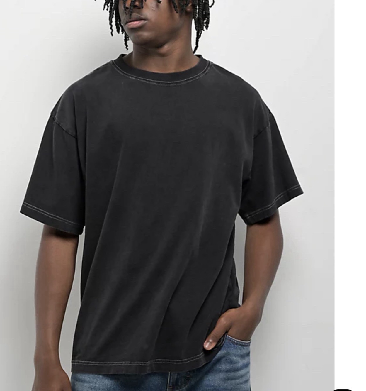 WX3 Heavyweight Boxy Tee – Black with White Contrast Stitching Size M NWT Zumiez