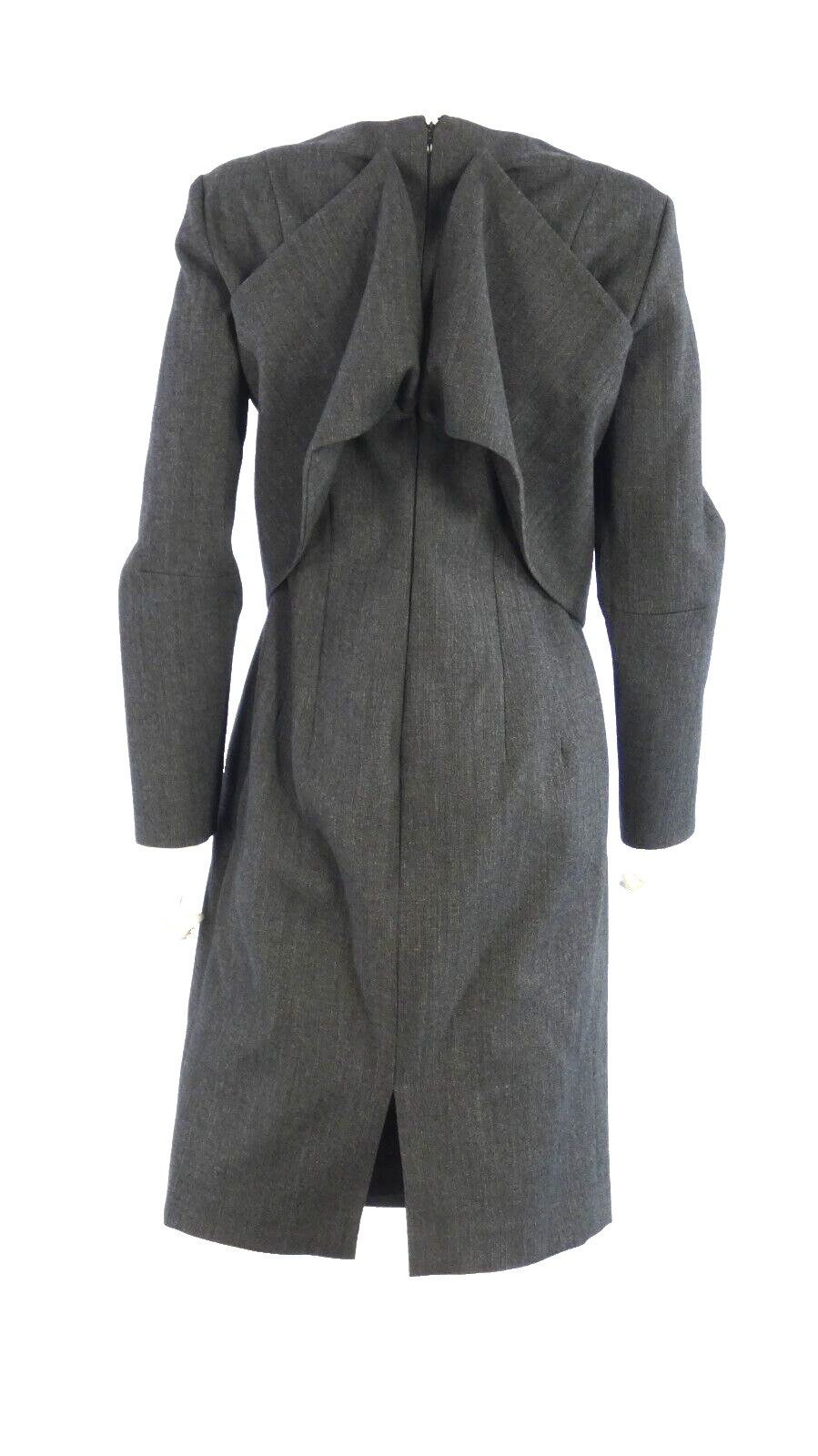 Jil Sander Dress Structured Back Overlay Vintage 1990s Charcoal Grey 40 UK 12 14