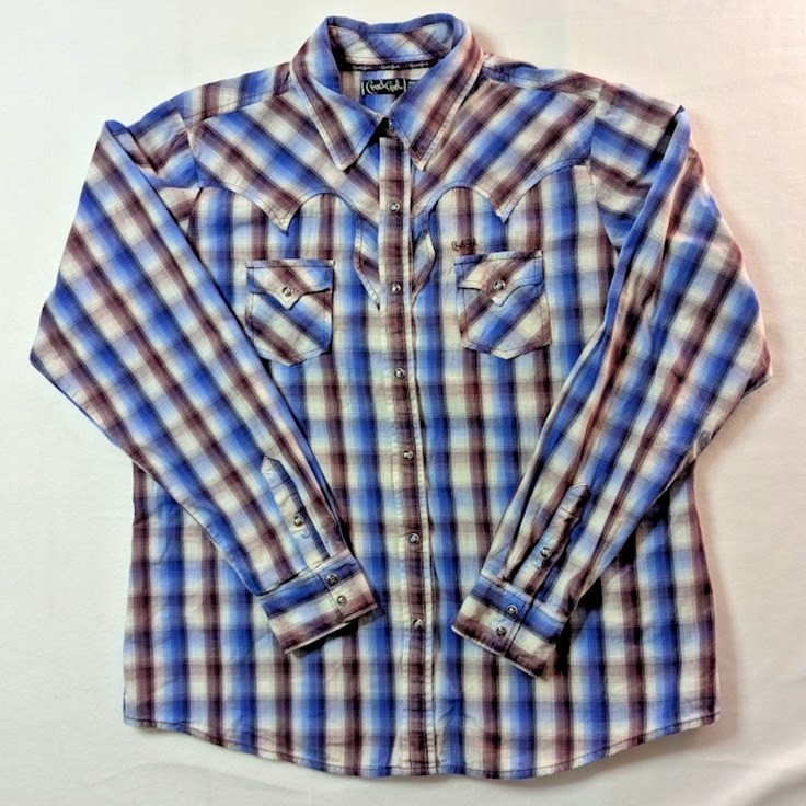 Cruel Girl Western Snap Shirt Womens XXL (FITS XL) Blue Purple Plaid Y2K