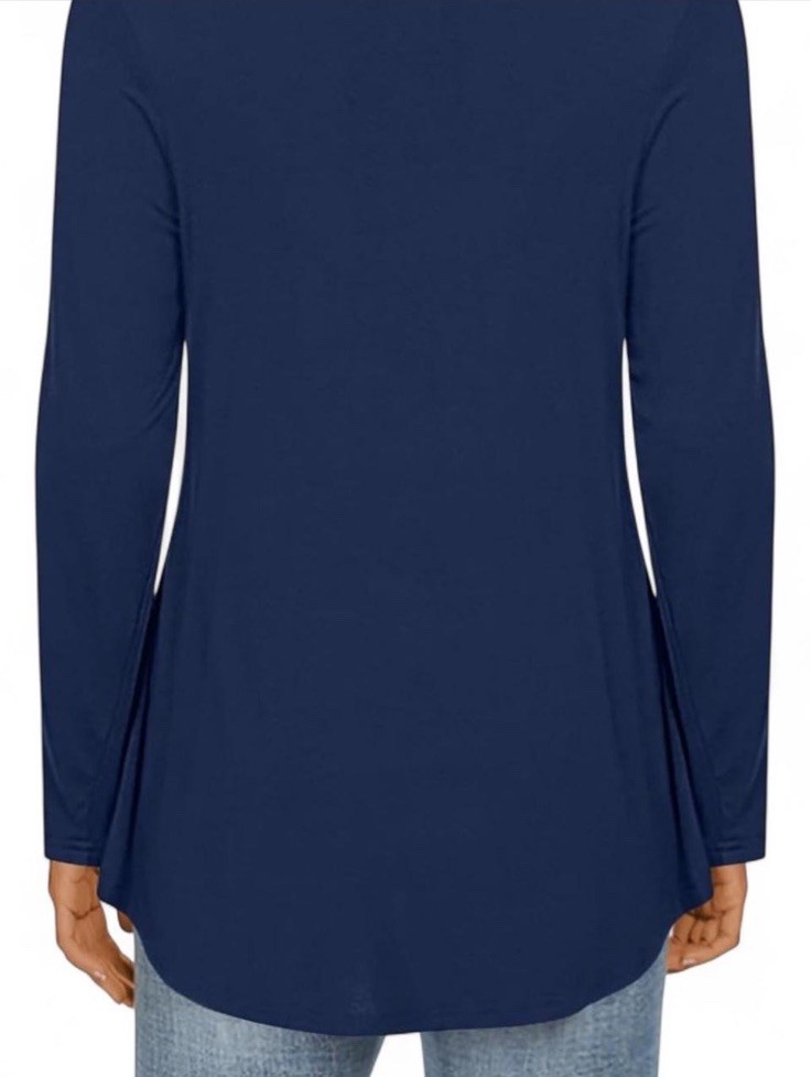 NWT Longyuan Women’s Dark Blue Long Sleeve Blouse Size Xl