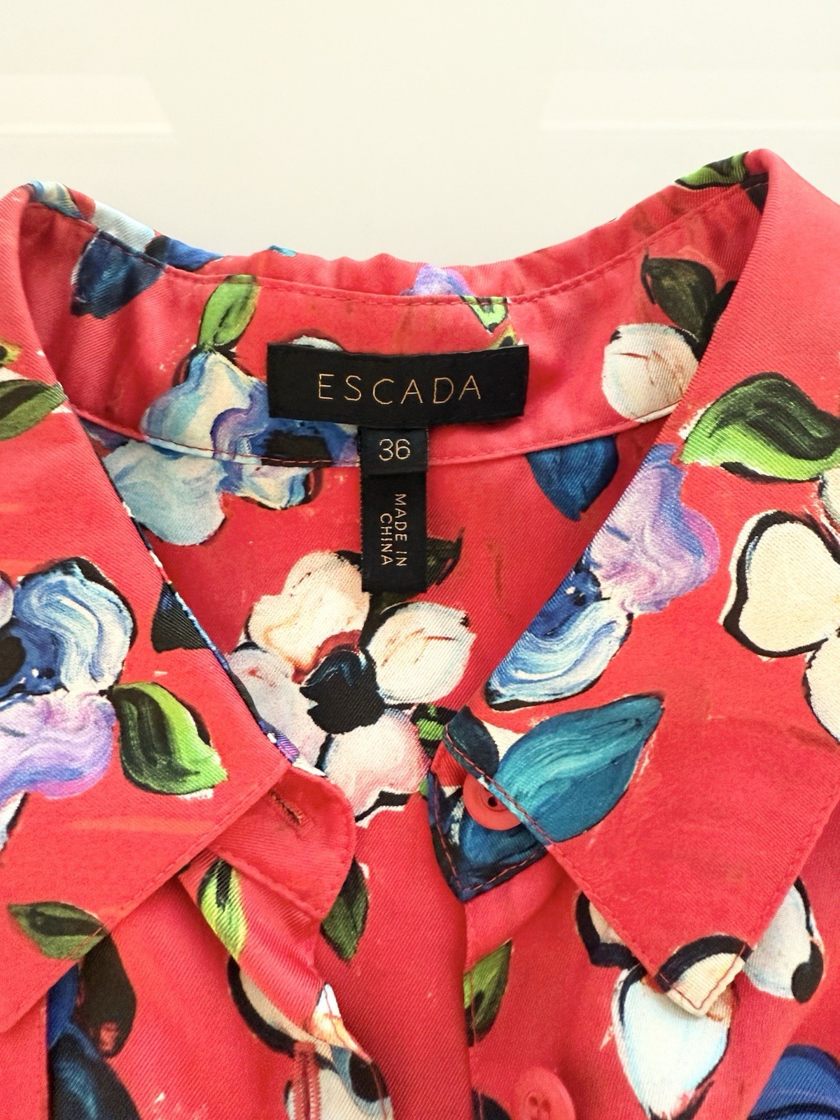 ESCADA Resort 2019 Floral Silk Blouse Oversized Women’s Sz 36 US 4-6 New