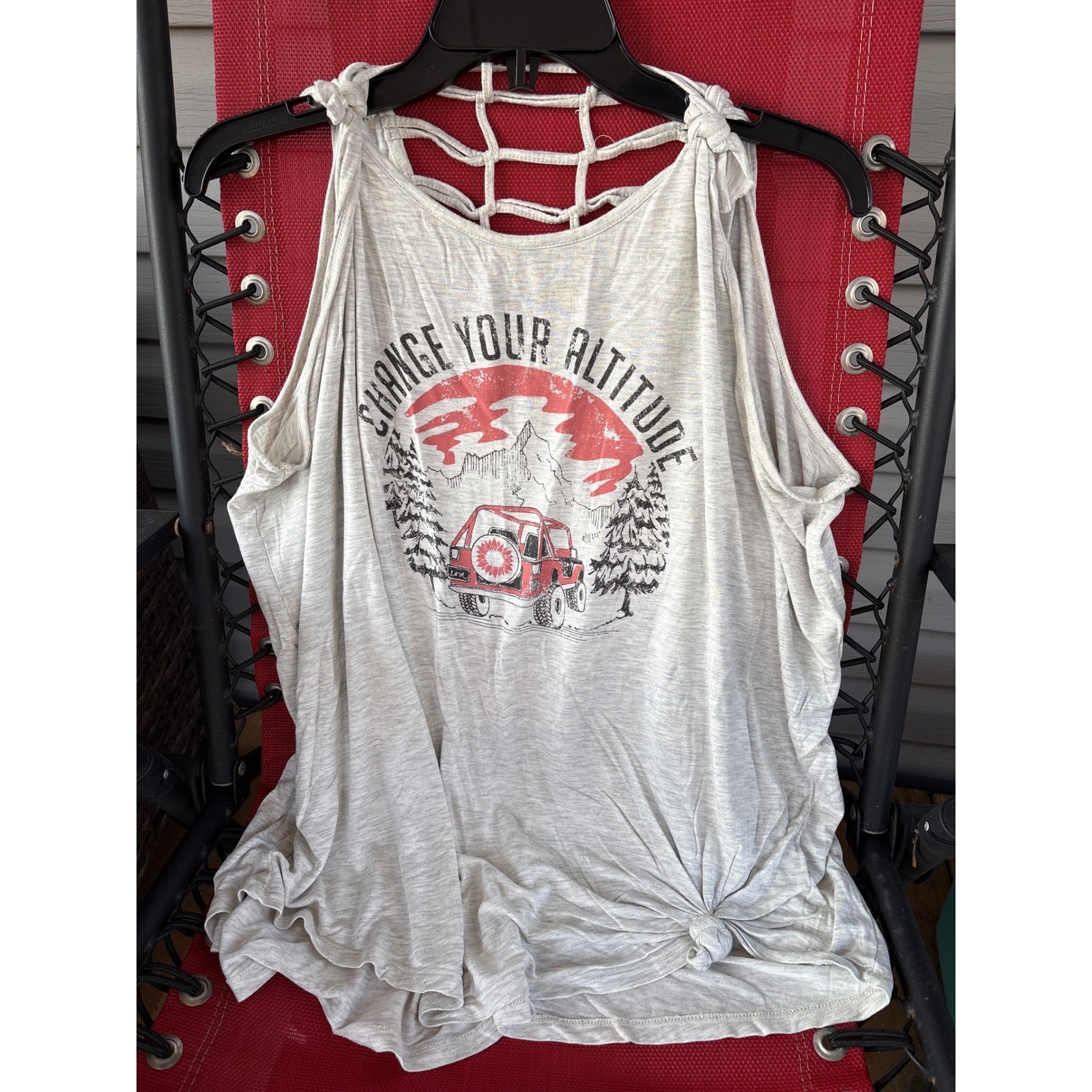 Maurice’s Change Your Altitude Jeep Tank Top Lattice Back Side Tie optional XL