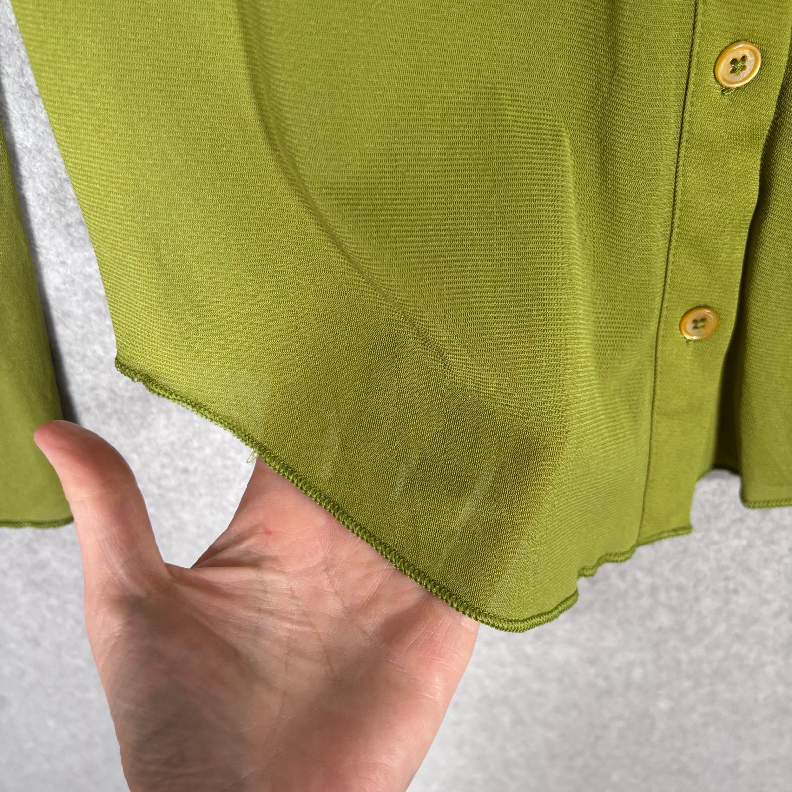 Aritzia Wilfred Mesh Sheer Button Down Shirt Medium Green Festival Minimalist