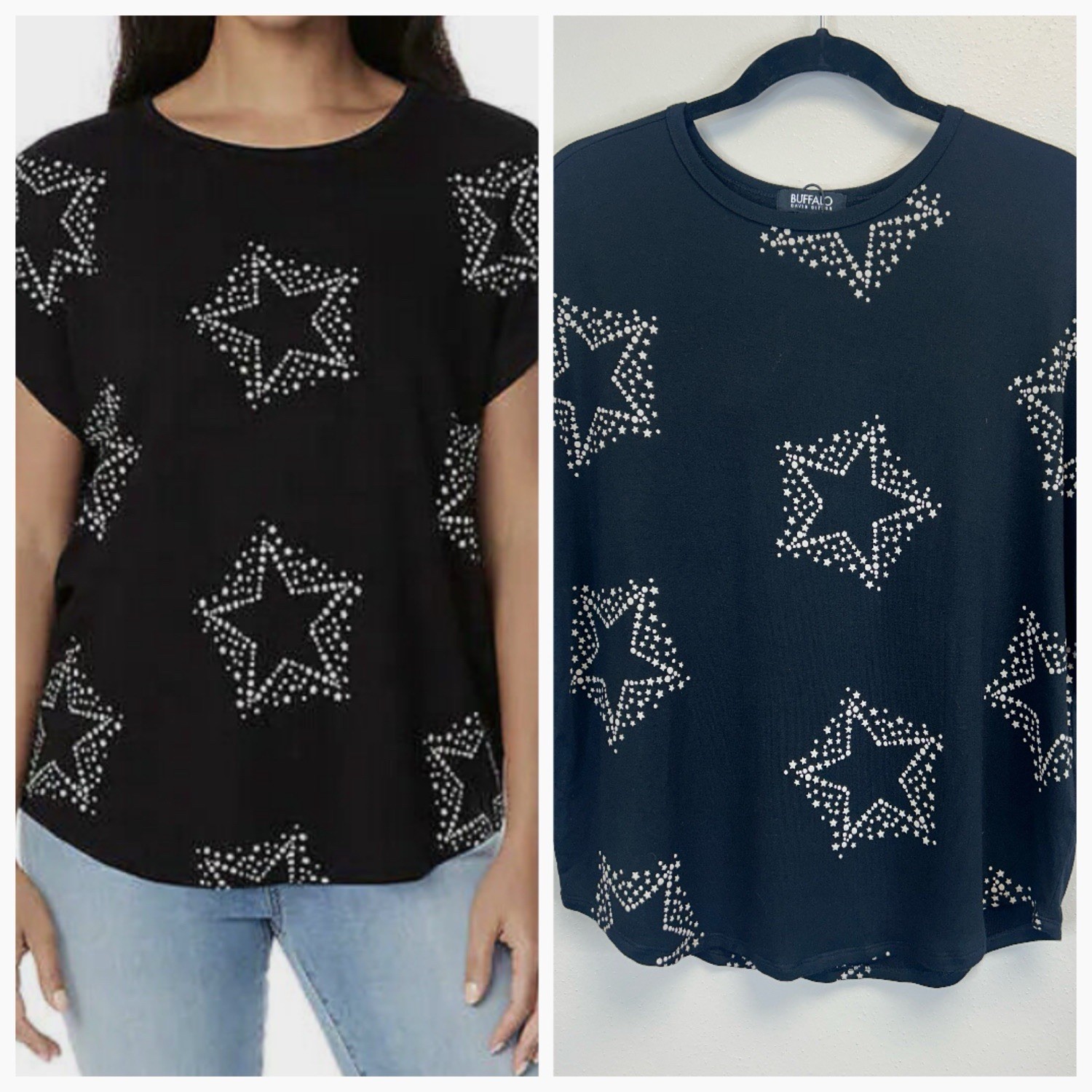 Celestial Star Rocker Punk Black Tee NWOT Size S Concert Black Whimsigoth Fun