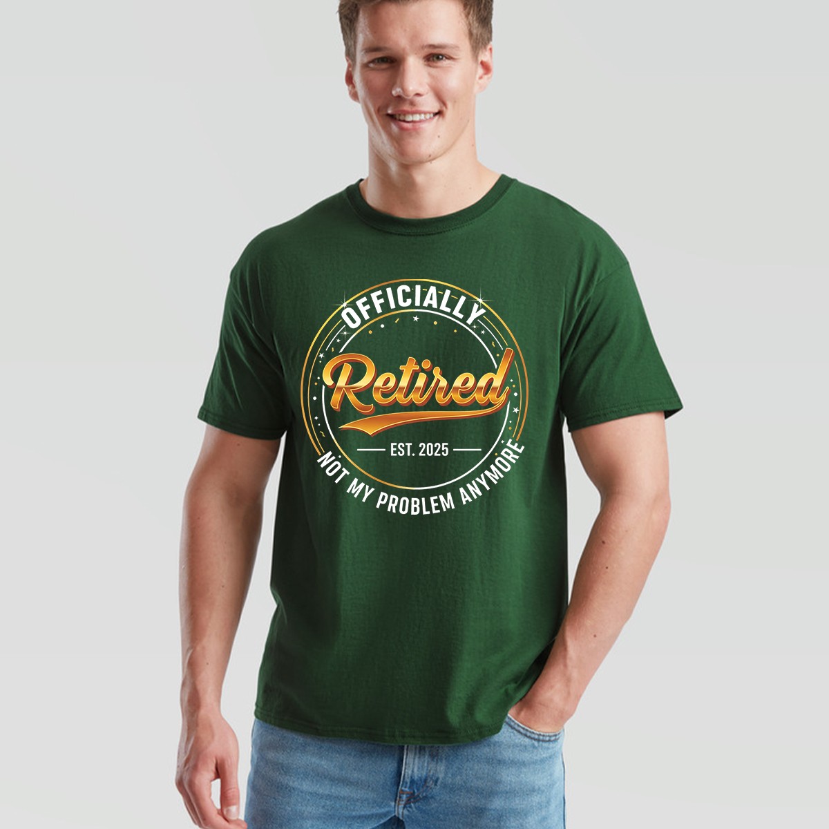 Officially Retired Est 2025 Not My Problem Anymore Mens Womens Retirement Tee