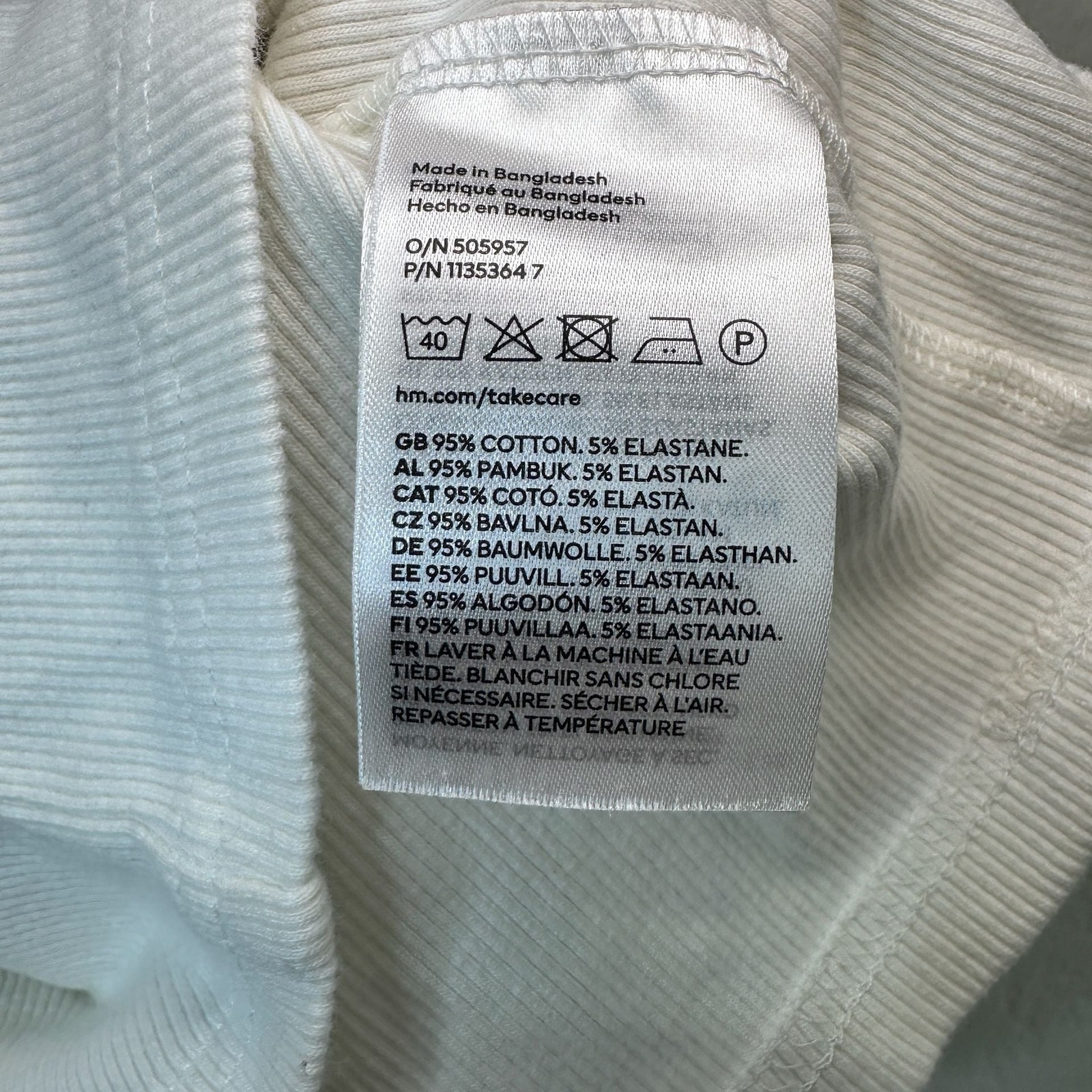 H&M Divided Basic White Ribbed Racerback Crop Tank Top – S