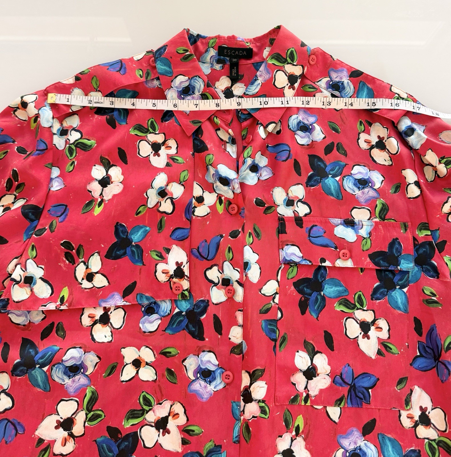ESCADA Resort 2019 Floral Silk Blouse Oversized Women’s Sz 36 US 4-6 New