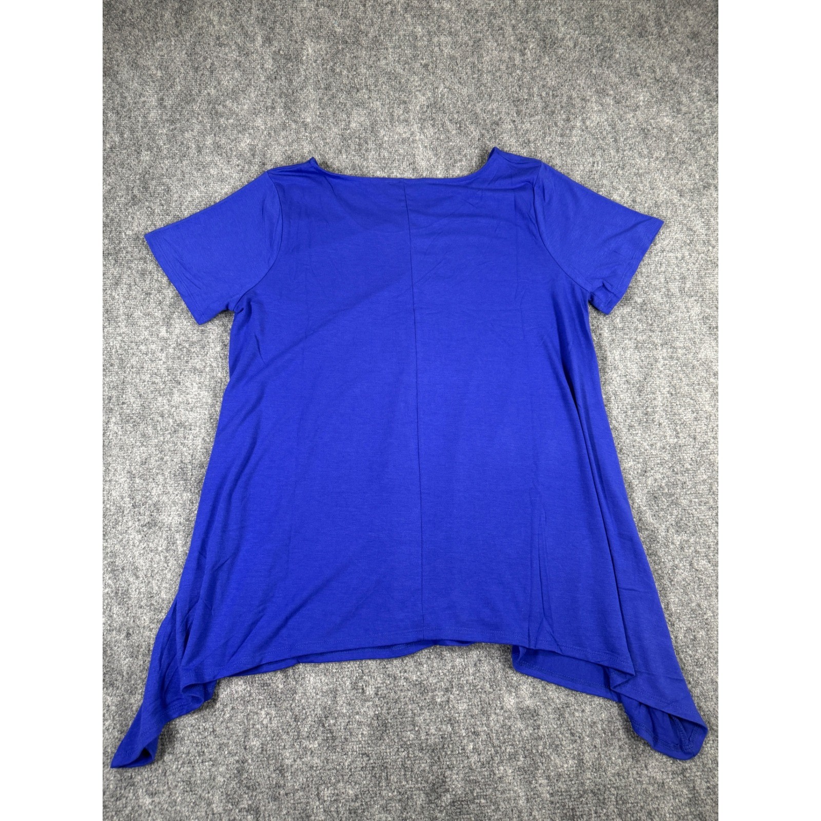Zenana Womens 2X Royal Blue Sharkbite Hem Short Sleeve Tunic Top NEW