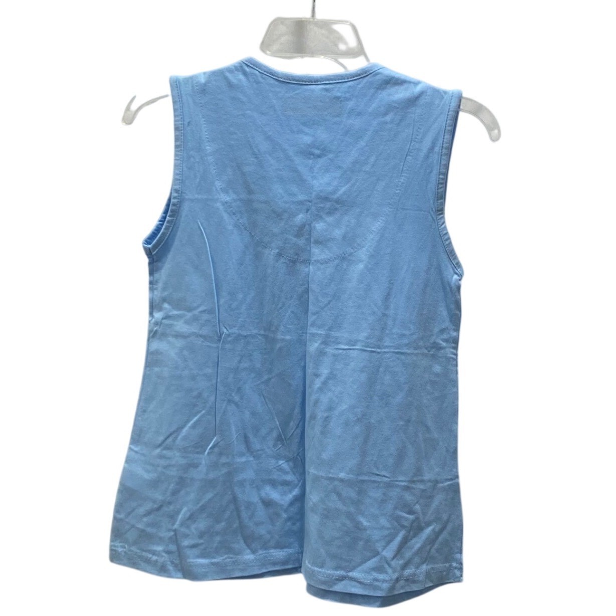 Waverly Womens Light Blue Lace Trim V-Neck Sleeveless Cotton Top Medium 2926