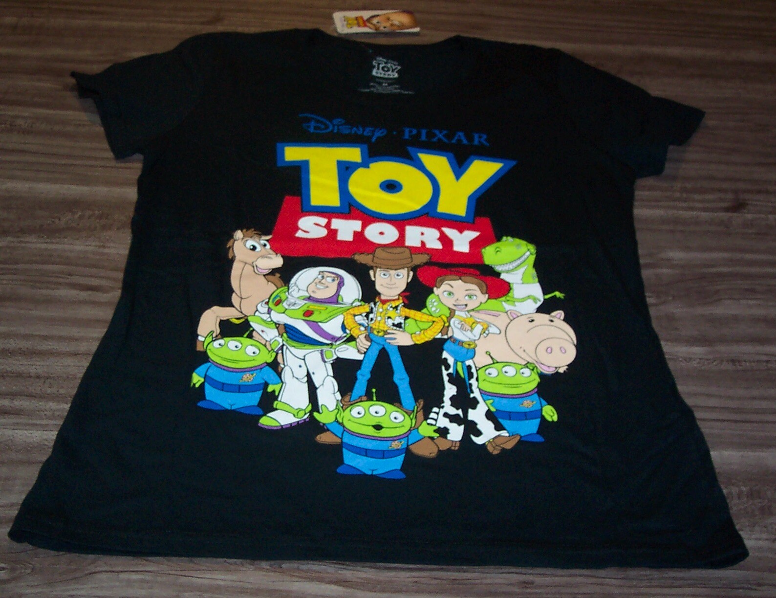 WOMEN’S TEEN Walt Disney TOY STORY Buzz Lightyear Rex T-shirt LARGE NEW w/ TAG