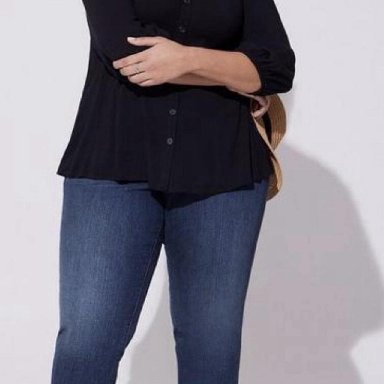 Torrid Fit & Flare Rayon Slub Button Up 3/4 Sleeve Size 3