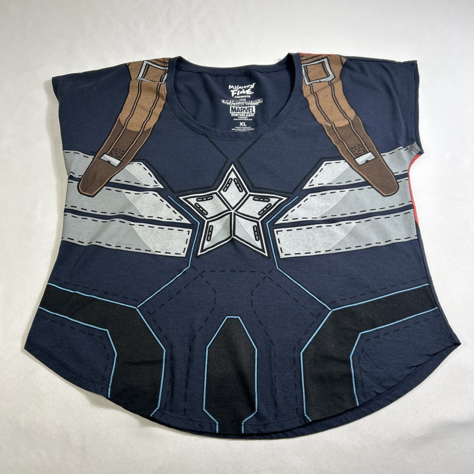 Marvel Captain America T Shirt Womens XL Blue Graphic Cosplay Mighty Fine Tee