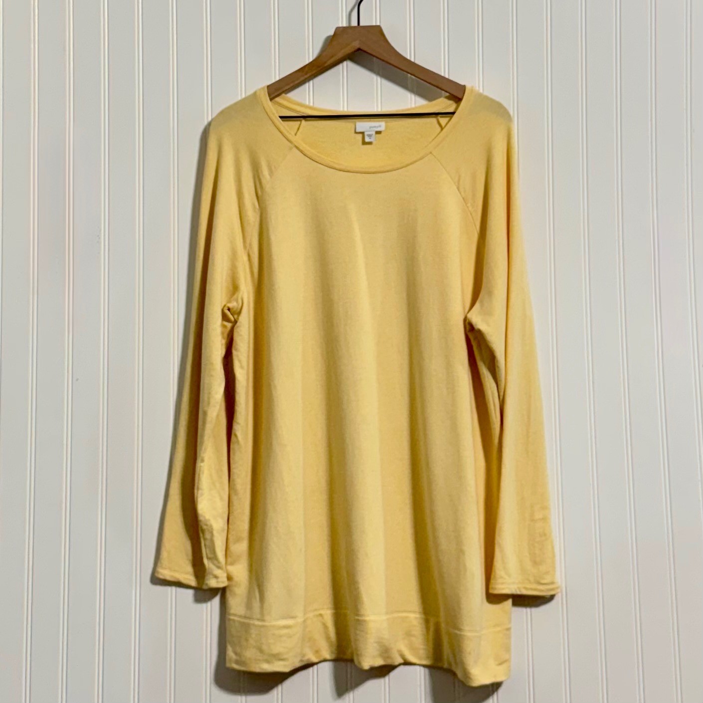 J. Jill Pure Jill Pima Cotton Modal Tunic Top XL Yellow Raglan Long Sleeve