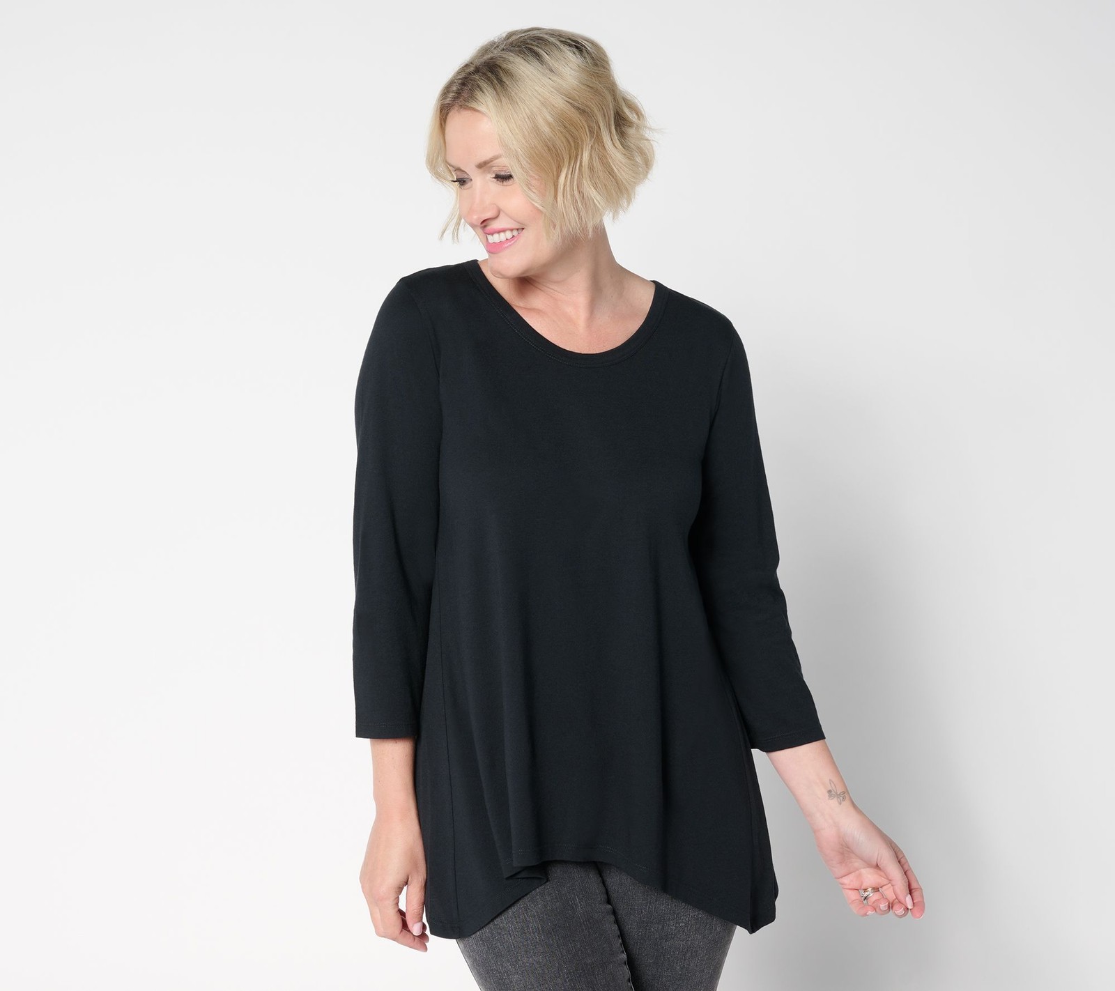 LEGO Women’s Top Sz L Sleeve Sharkbite Hem Black A698985