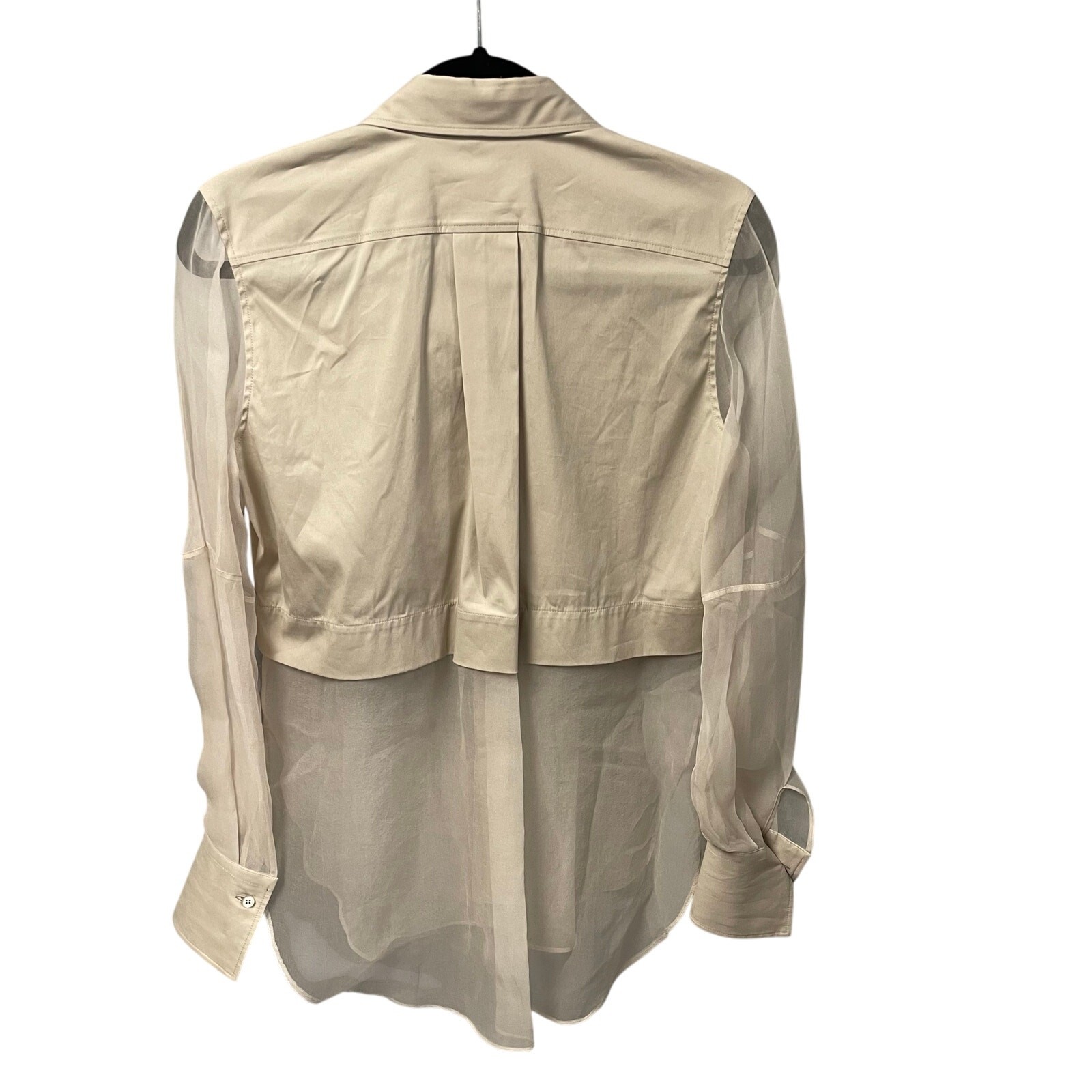NWD Brunello Cucinelli Monili Trim Shirt in Cotton Silk Blend Beige Wome G1N