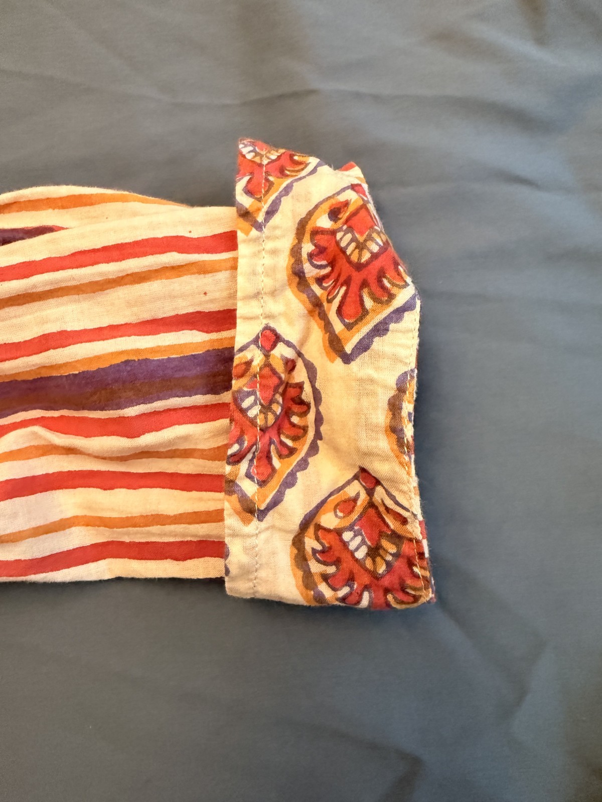 Marketplace Handiwork of India Purple Red White Embroidered Striped Tunic 2W