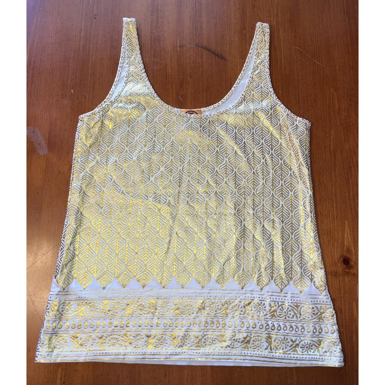 Tory Burch Metallic Gold Tank Top Sz S EUC