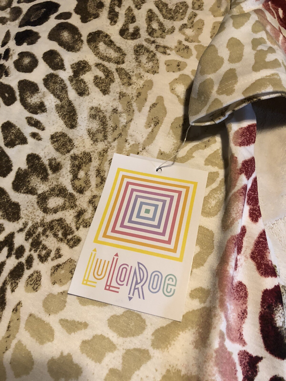 Lularoe Perfect T Animal Tan/White/Brown/Red Cheetah Unicorn Tunic 8/14 Small