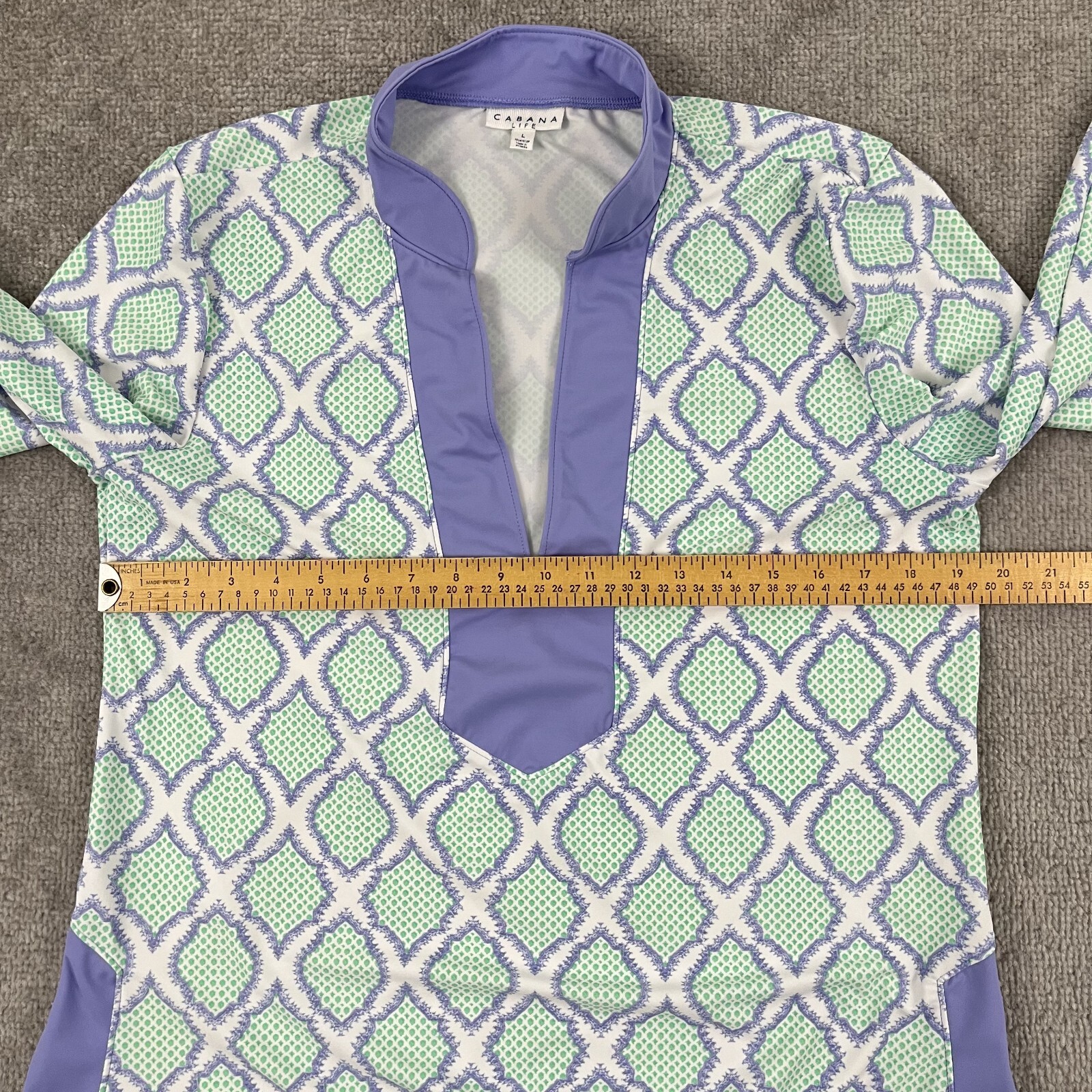 Cabana Life Blouse Top Womens Large Jersey Rash Guard UPF Sun Protective Beach