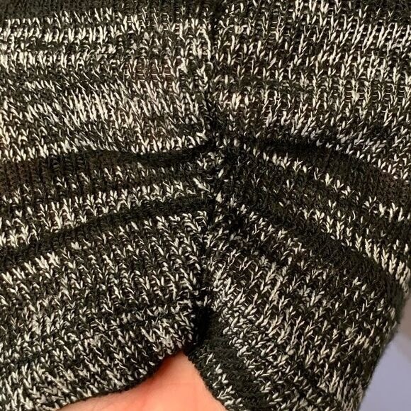Knit Top Womens Black Grey Striped Lace Sleeve Ruched Whimsygoth Dark Romance Sm