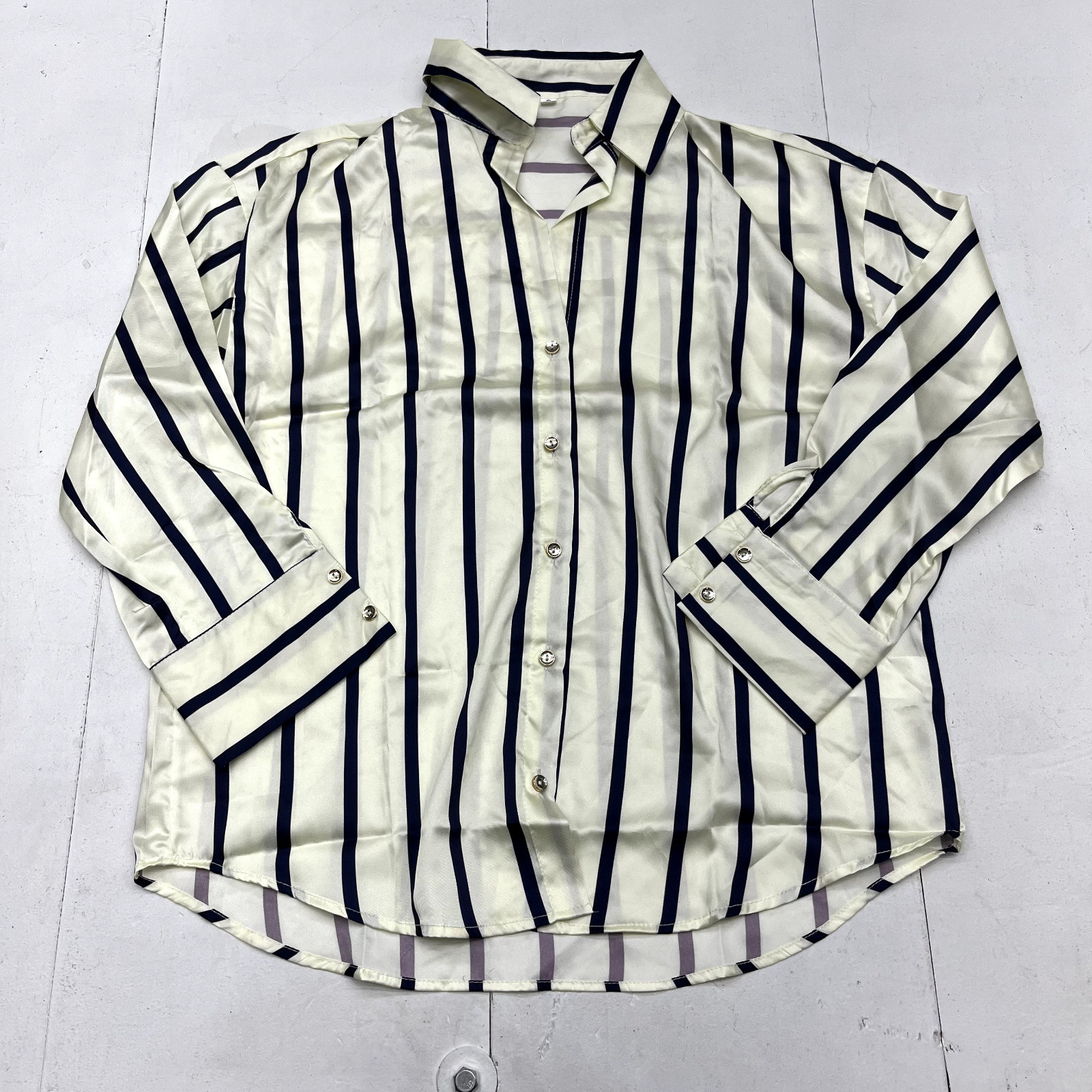 Ivory & Black Striped Long Sleeve Button-Up Women’s Size Small