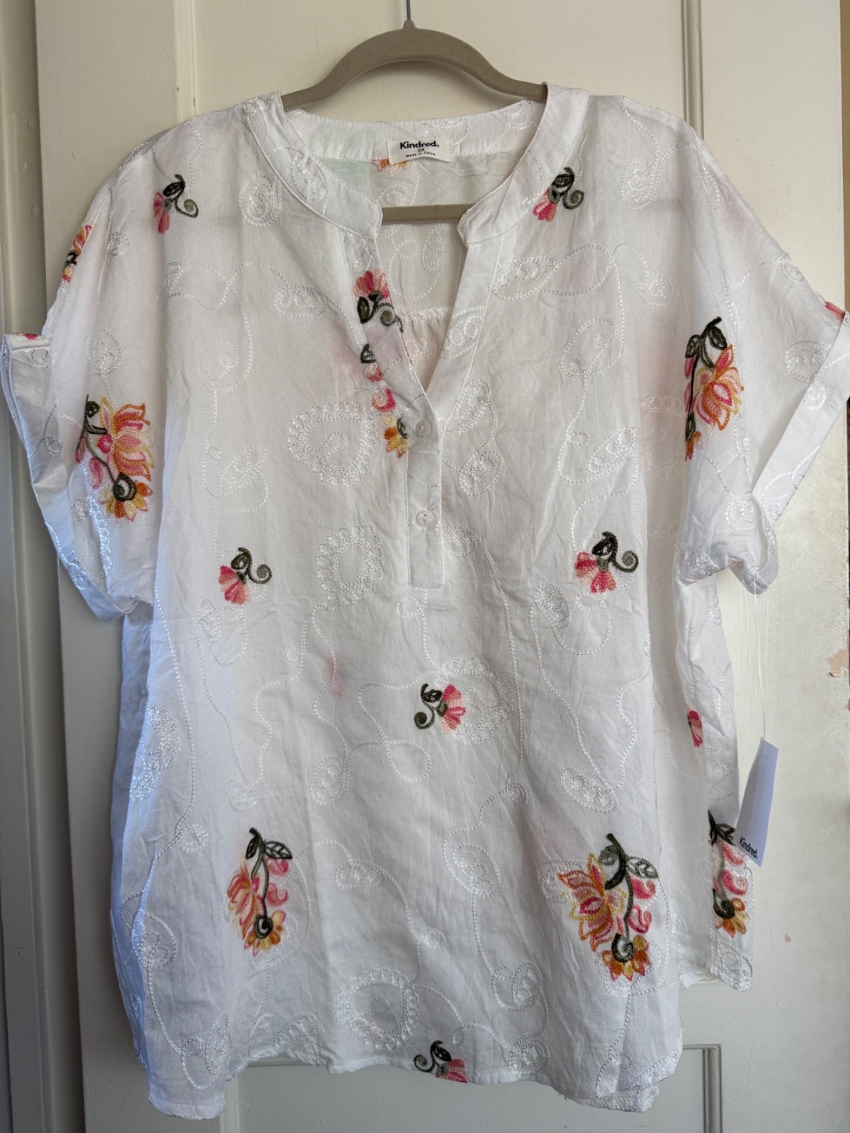 NWT Anthropologie Kindred Woven Blouse Boho TOP Shirt Plus Sz 1X 2X 3X White
