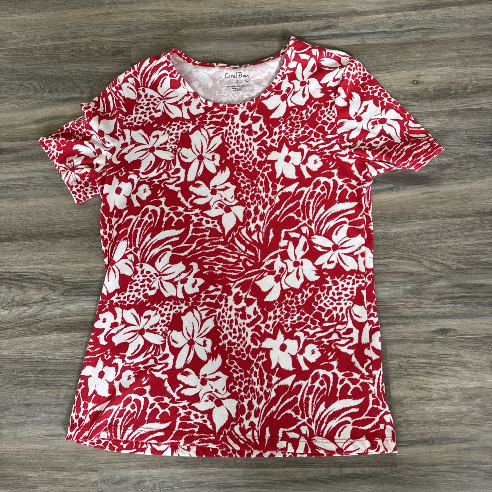 Coral Bay Small Loose Fit Top Vacay Cruise Cotton Hawaiian Shirt Floral Bold