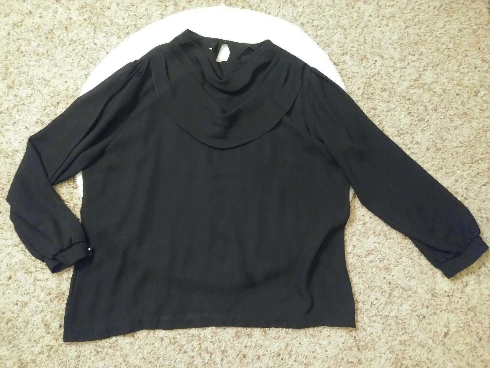 Rhoda Lee Women’s Vintage Long Sleeve Sheer Blouse Career Shirt Top Black 44 XL