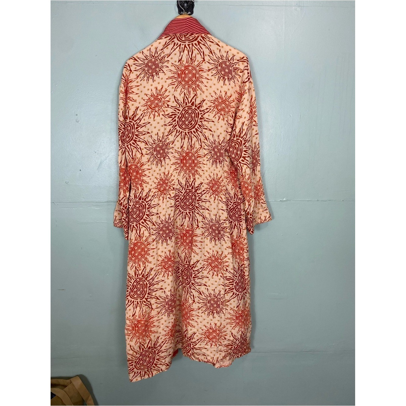 Free People Wild Nights Duster Celestial Sun Print Beige Red Orange Medium