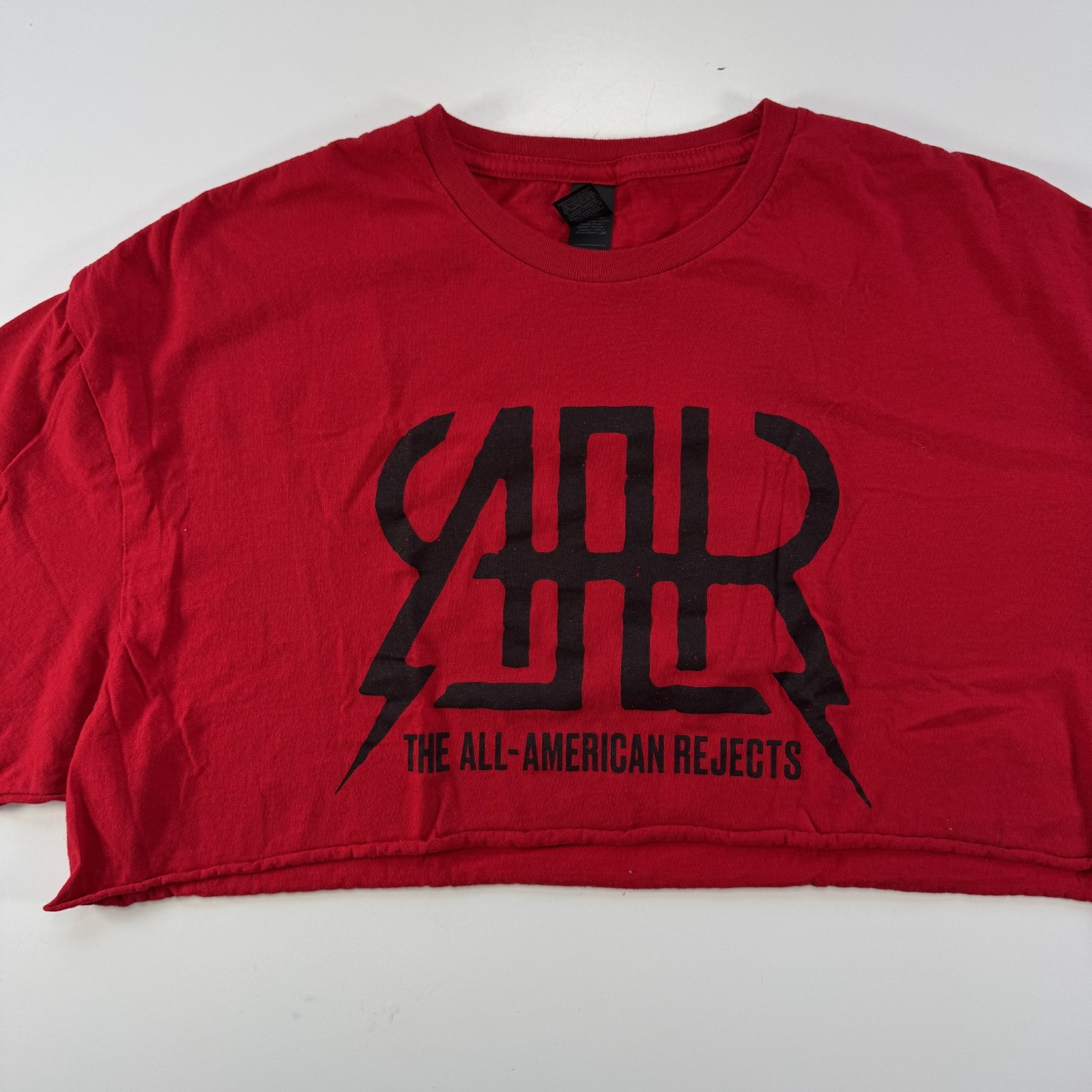 The All-American Rejects Logo Crop Top Tee XL Red Half Band T Shirt Rock N Roll
