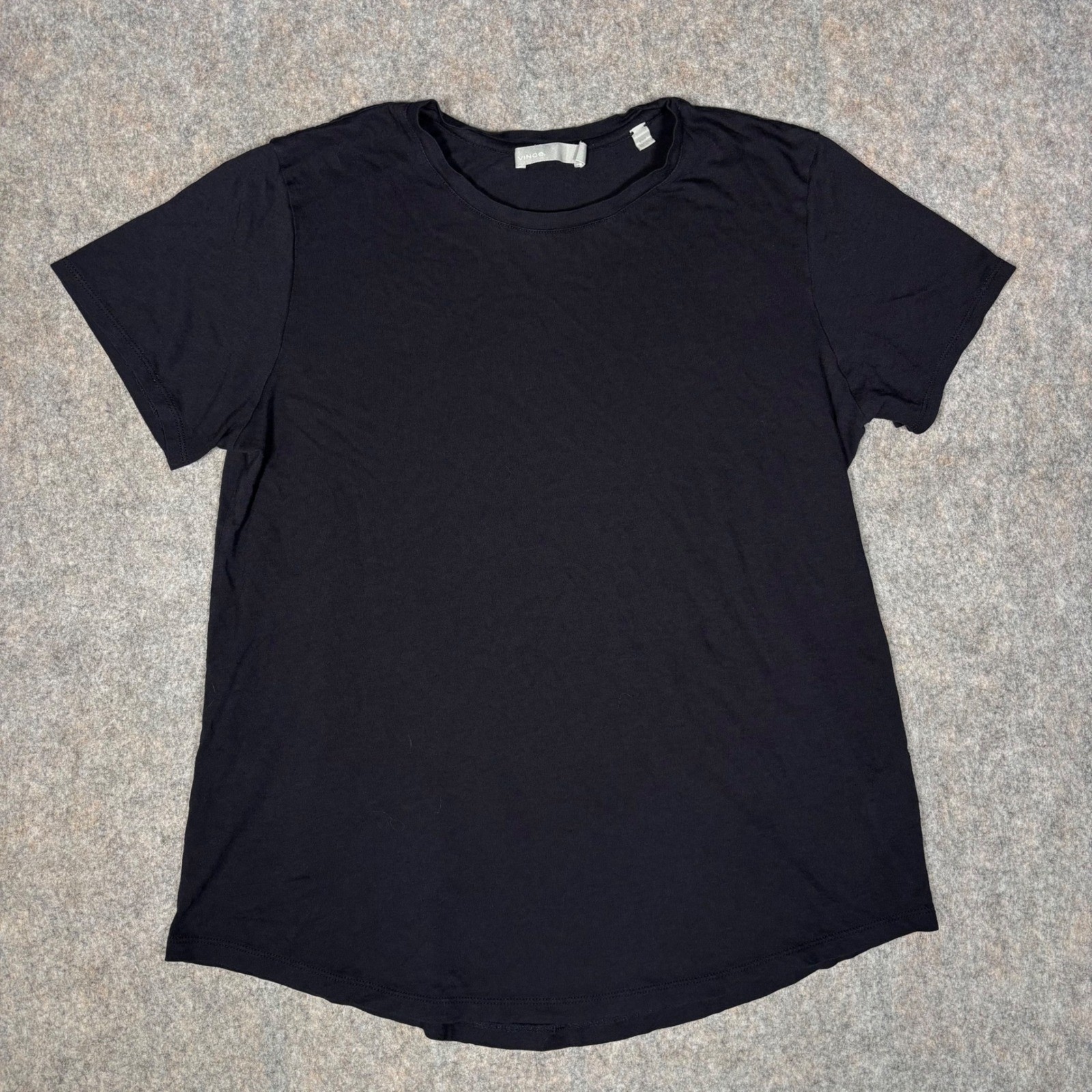 Vince Pima Cotton Modal T-Shirt Womens M Black Paper Thin See Through DISTRESSED