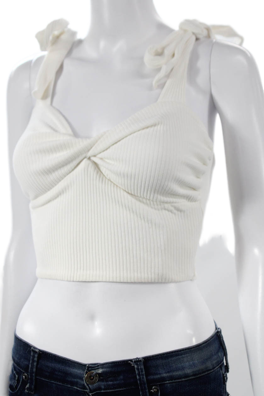 Superdown Womens Cropped Sweetheart Tank Top White Cotton Sleeveless Size XS